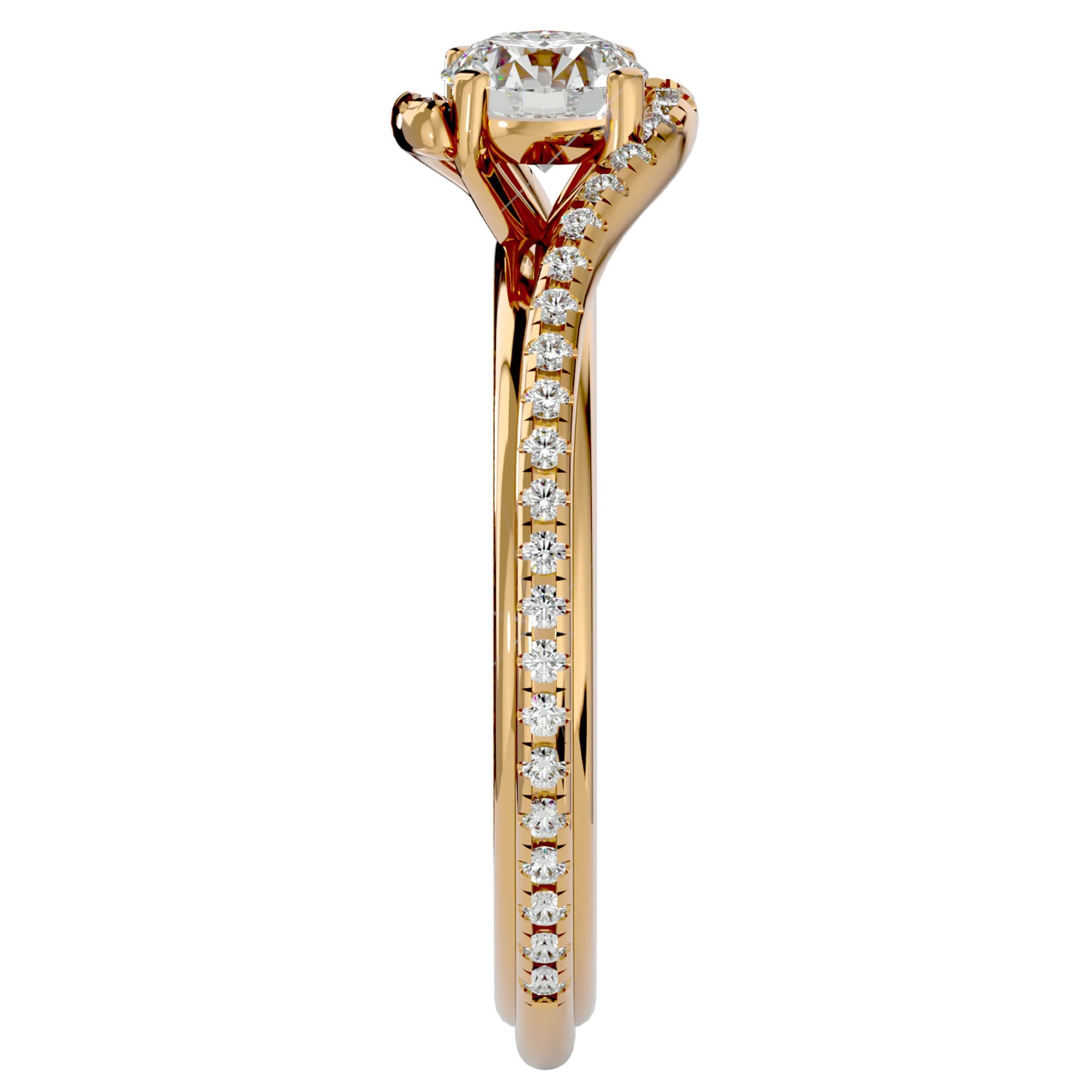 Inel De Logodnă Orléans Pavé cu Moissanite de 0.88 ct din 18k Aur Galben - Castelo.ro