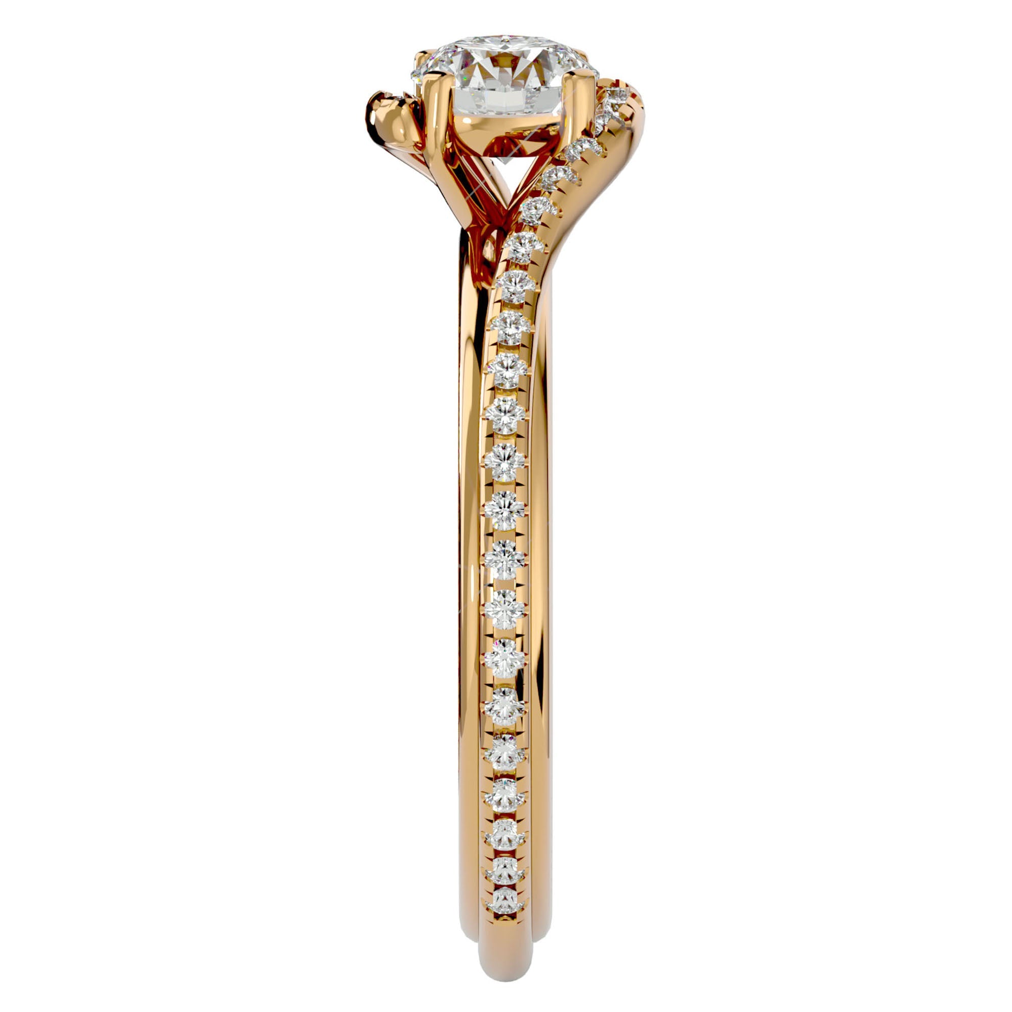 Inel de Logodnă cu Moissanite Pavé în Spirală de 0.88 ct din 18k Aur Galben - Castelo.ro