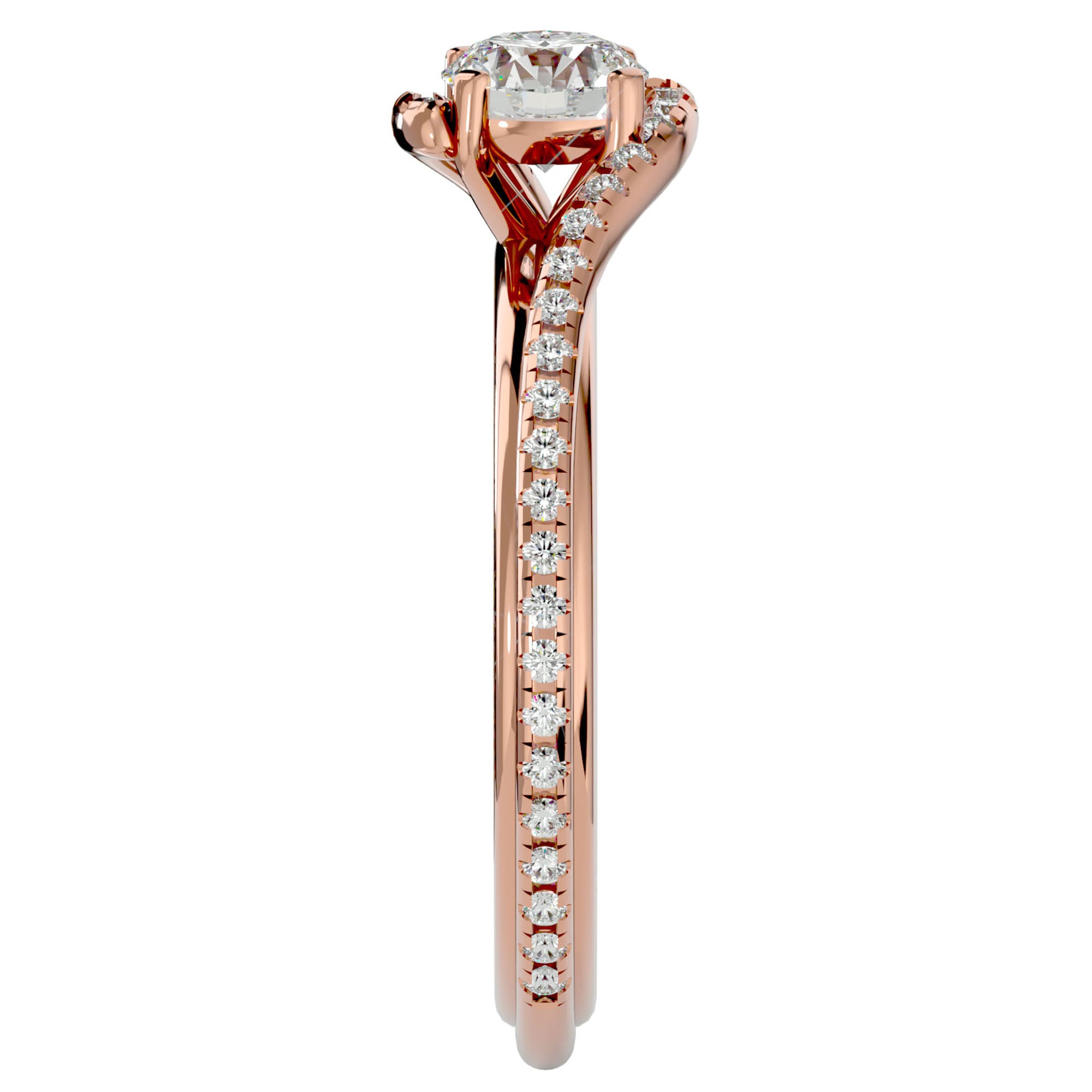 Inel De Logodnă Orléans Pavé din Aur 14k cu Moissanite de 0.88 ct din 14k Aur Roz - Castelo.ro