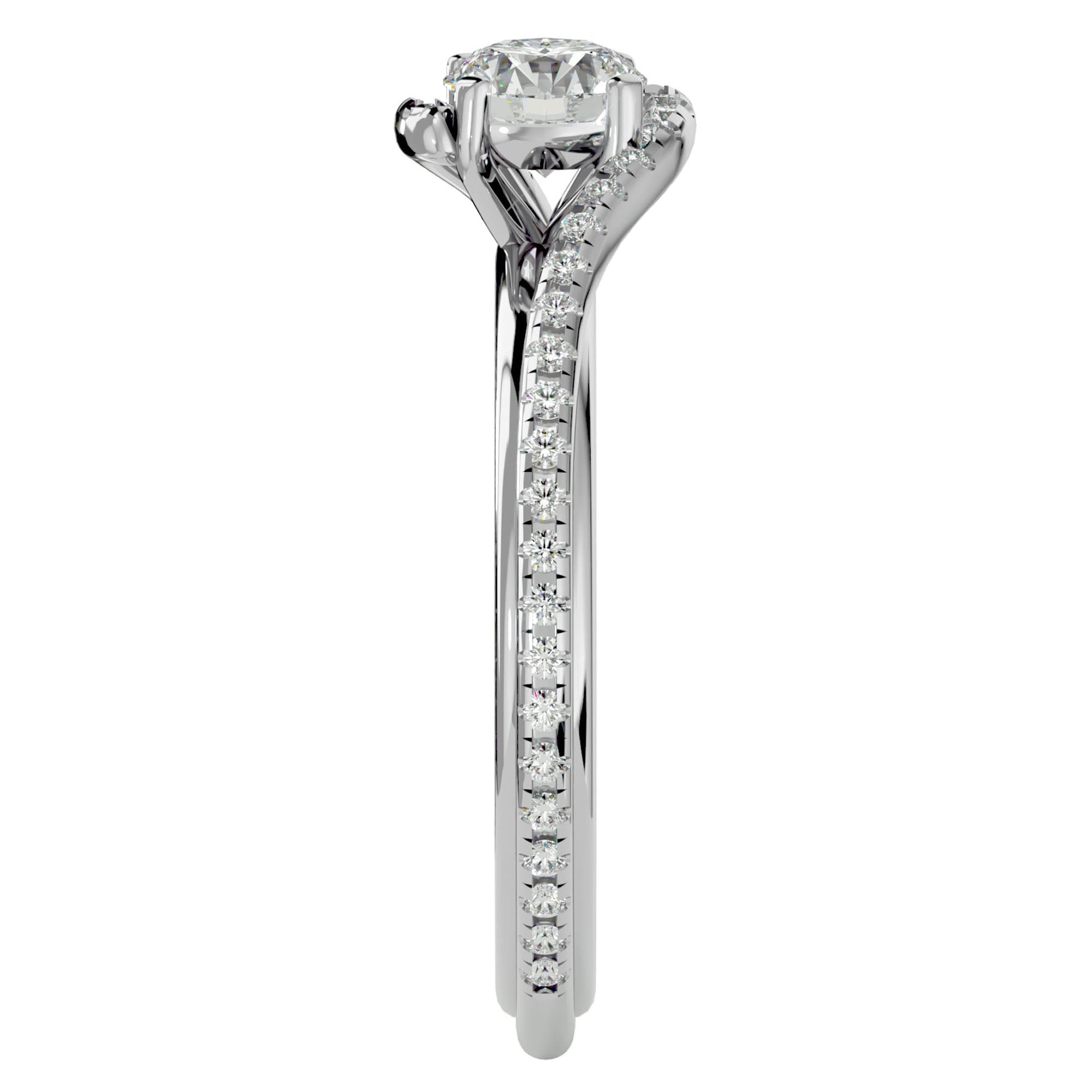 Inel de Logodnă cu Moissanite Pavé în Spirală de 0.88 ct din Platina - Castelo.ro