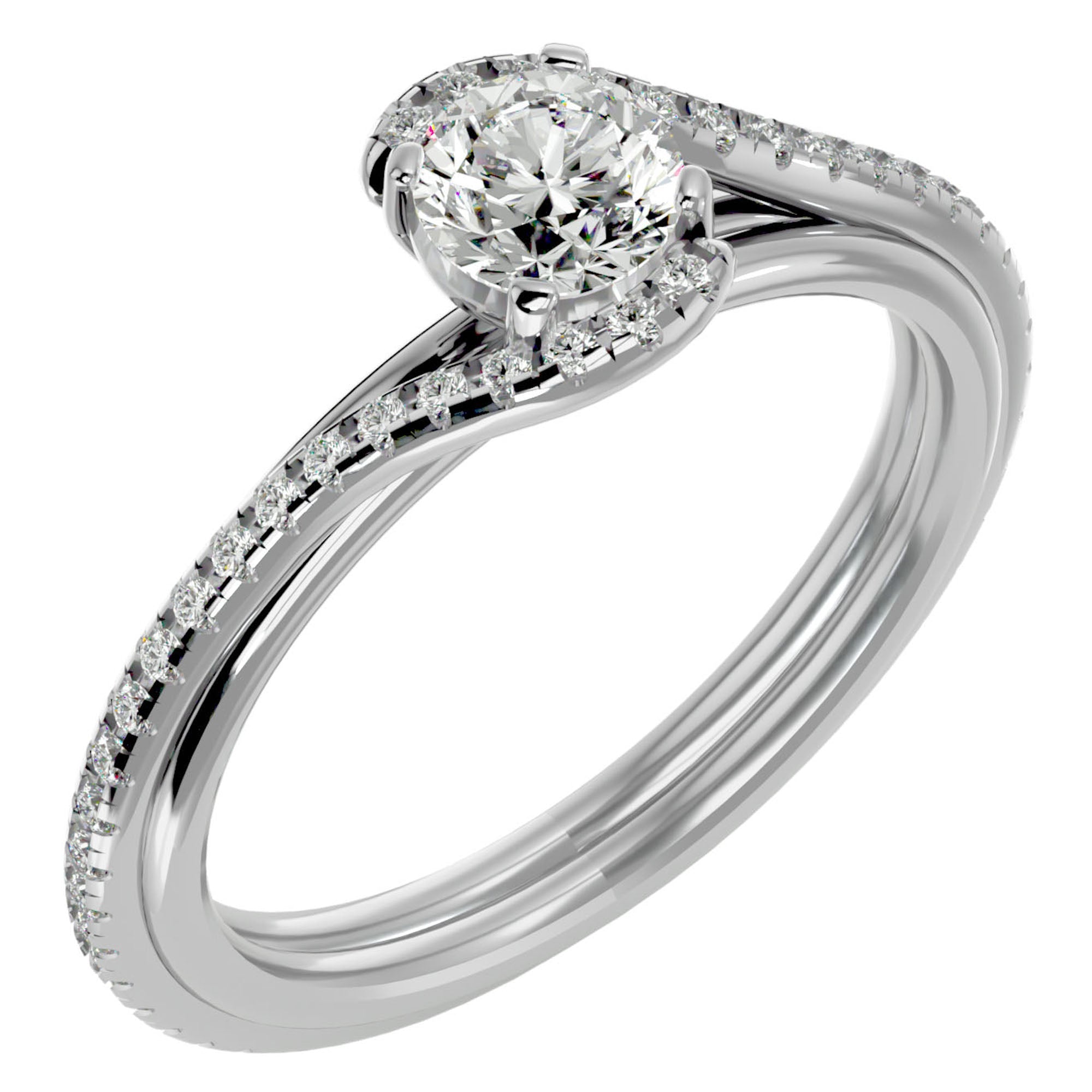 Inel de Logodnă cu Diamante Naturale Pavé în Spirală de 0.88 ct din Platina - Castelo.ro