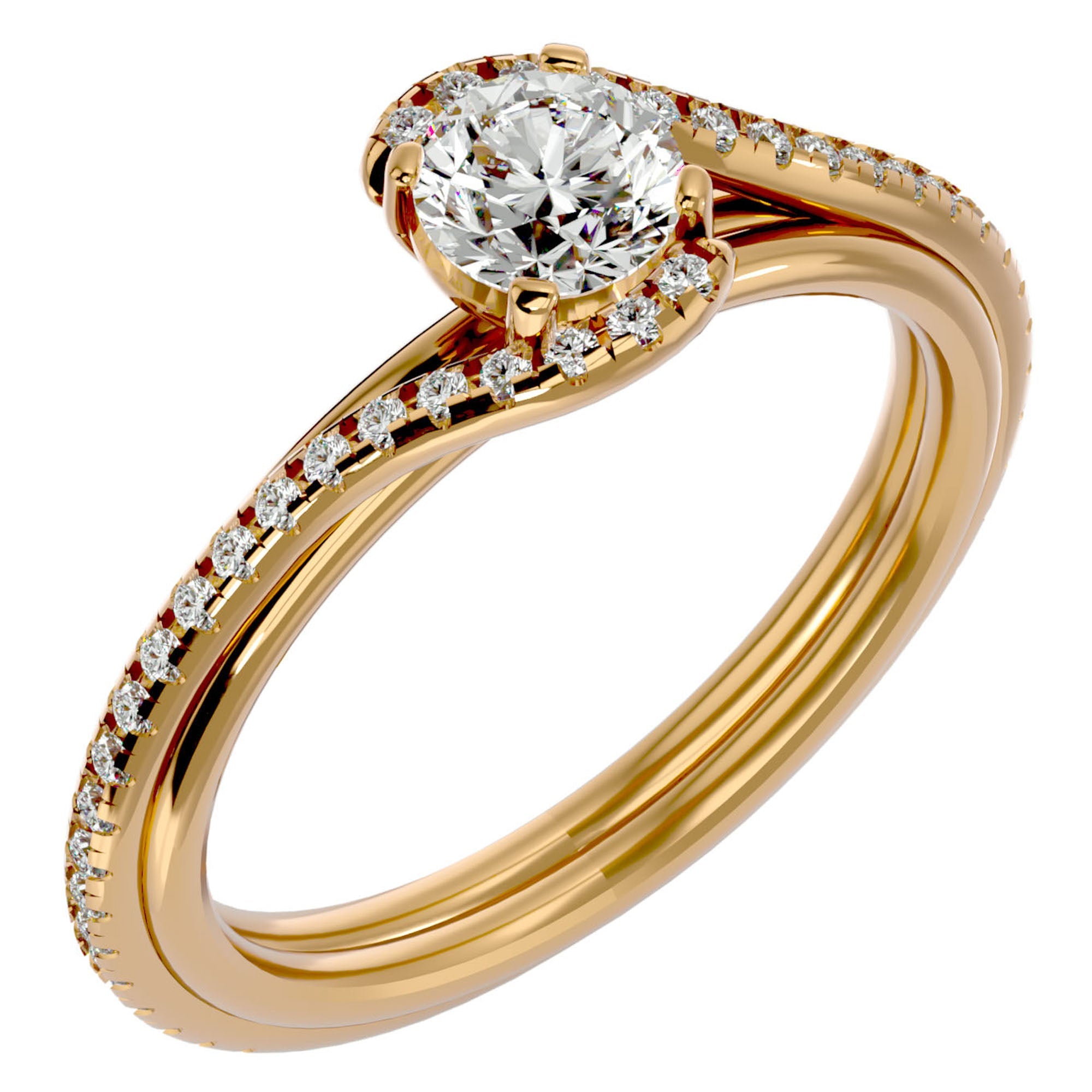 Inel de Logodnă cu Moissanite Pavé în Spirală de 0.88 ct din 18k Aur Galben - Castelo.ro