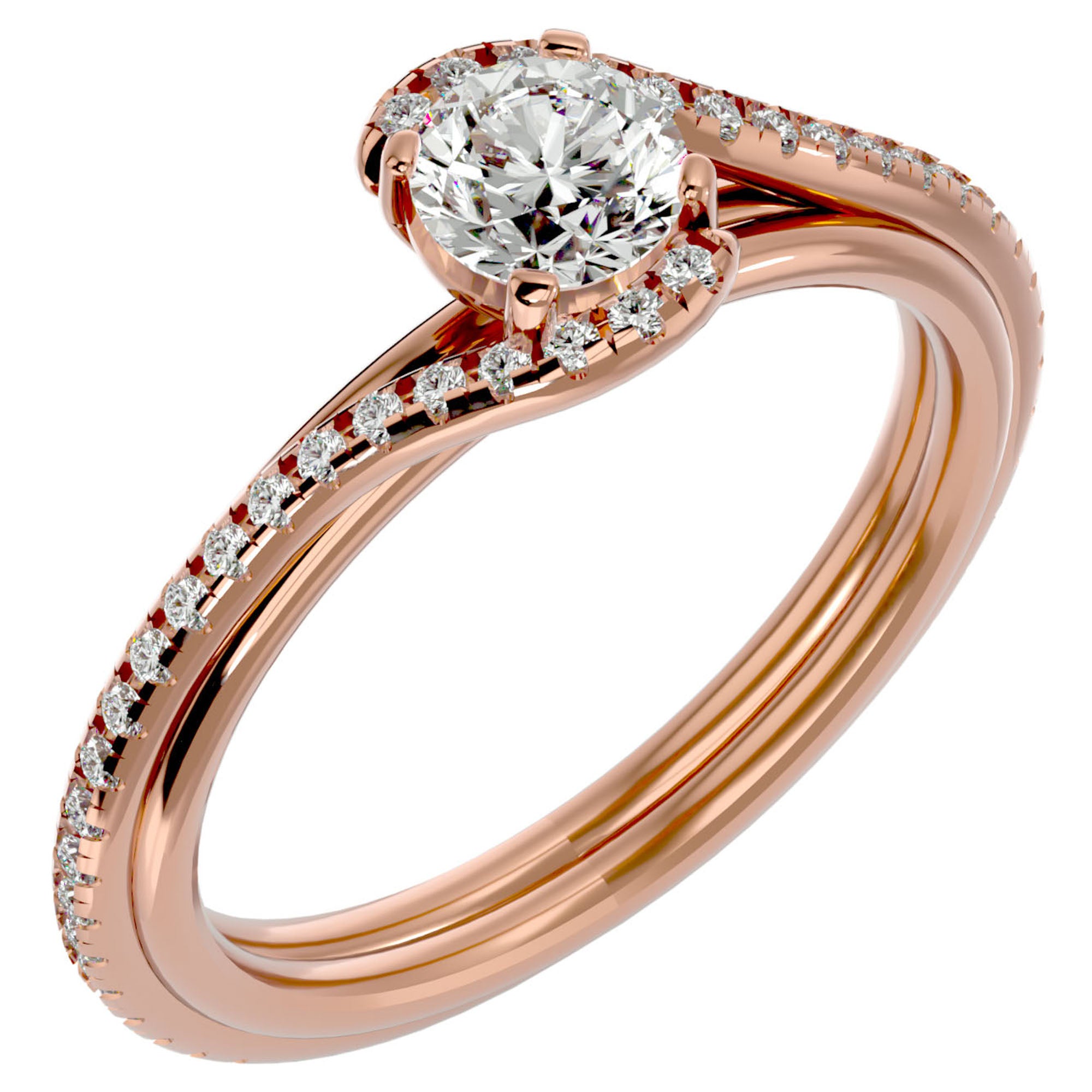 Inel De Logodnă Orléans Pavé din Aur 14k cu Moissanite de 0.88 ct din 14k Aur Roz - Castelo.ro