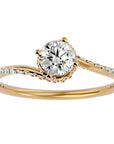 Inel De Logodnă Chantilly Pavé din Aur 14k cu Moissanite de 0.34 ct din 14k Aur Galben - Castelo.ro