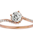 Inel De Logodnă Chantilly Pavé din Aur 14k cu Moissanite de 0.34 ct din 14k Aur Roz - Castelo.ro