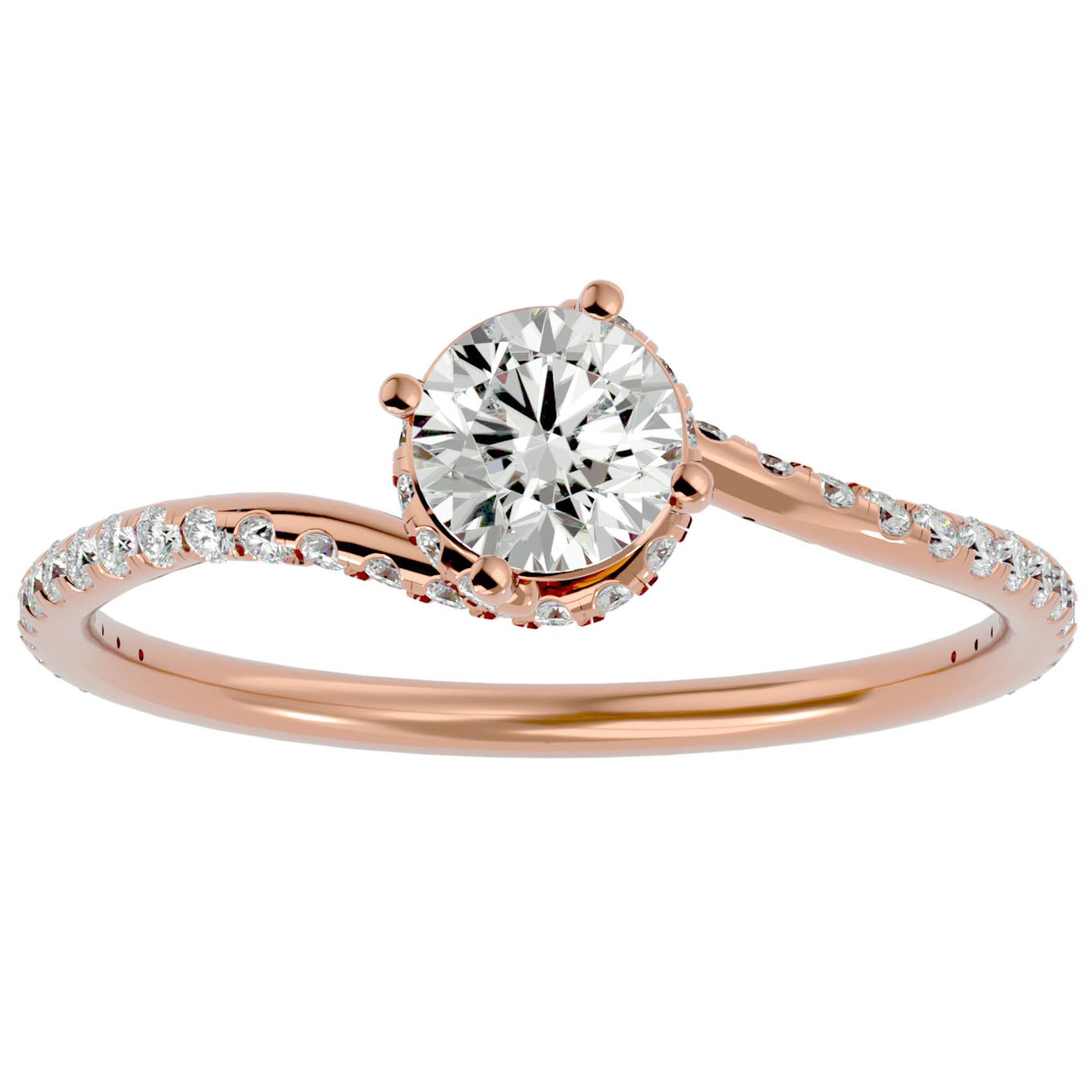 Inel De Logodnă Chantilly Pavé din Aur 14k cu Diamante Create în Laborator de 0.34 ct din 14k Aur Roz - Castelo.ro