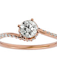 Inel De Logodnă Chantilly Pavé din Aur 14k cu Diamante Create în Laborator de 0.34 ct din 14k Aur Roz - Castelo.ro