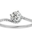 Inel De Logodnă Chantilly Pavé din Aur 14k cu Moissanite de 0.34 ct din 14k Aur Alb - Castelo.ro