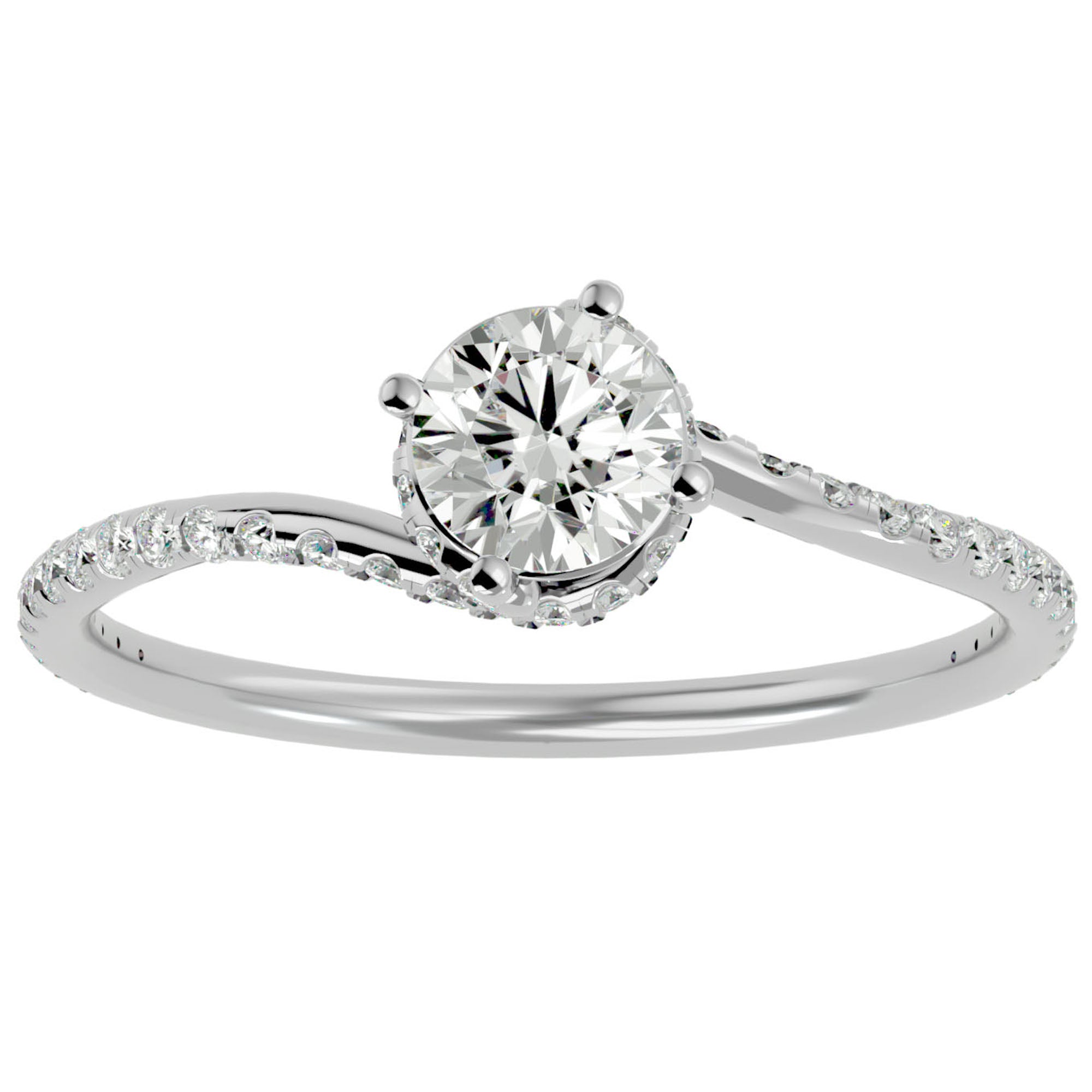 Inel De Logodnă Chantilly Pavé din Aur 14k cu Diamante Create în Laborator de 0.34 ct din 14k Aur Alb - Castelo.ro
