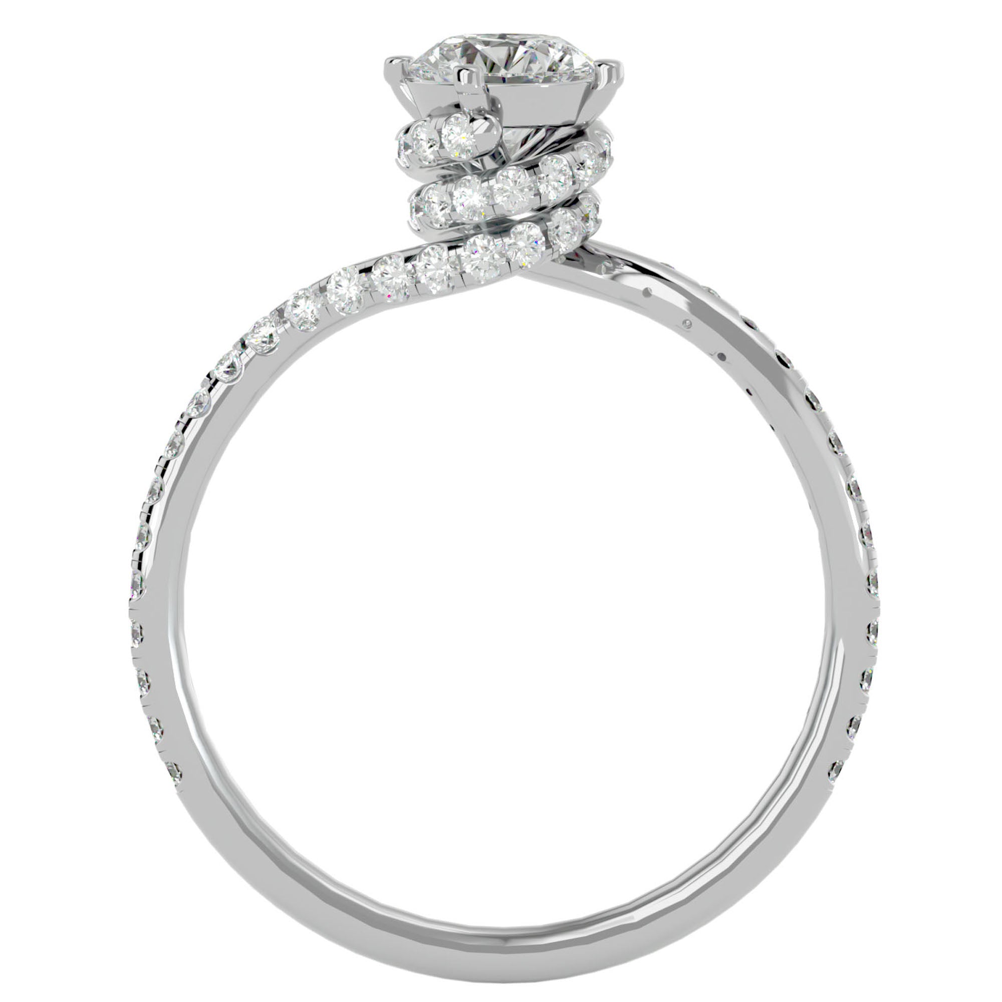 Inel De Logodnă Chantilly Pavé din Aur 14k cu Moissanite de 0.34 ct din 14k Aur Alb - Castelo.ro