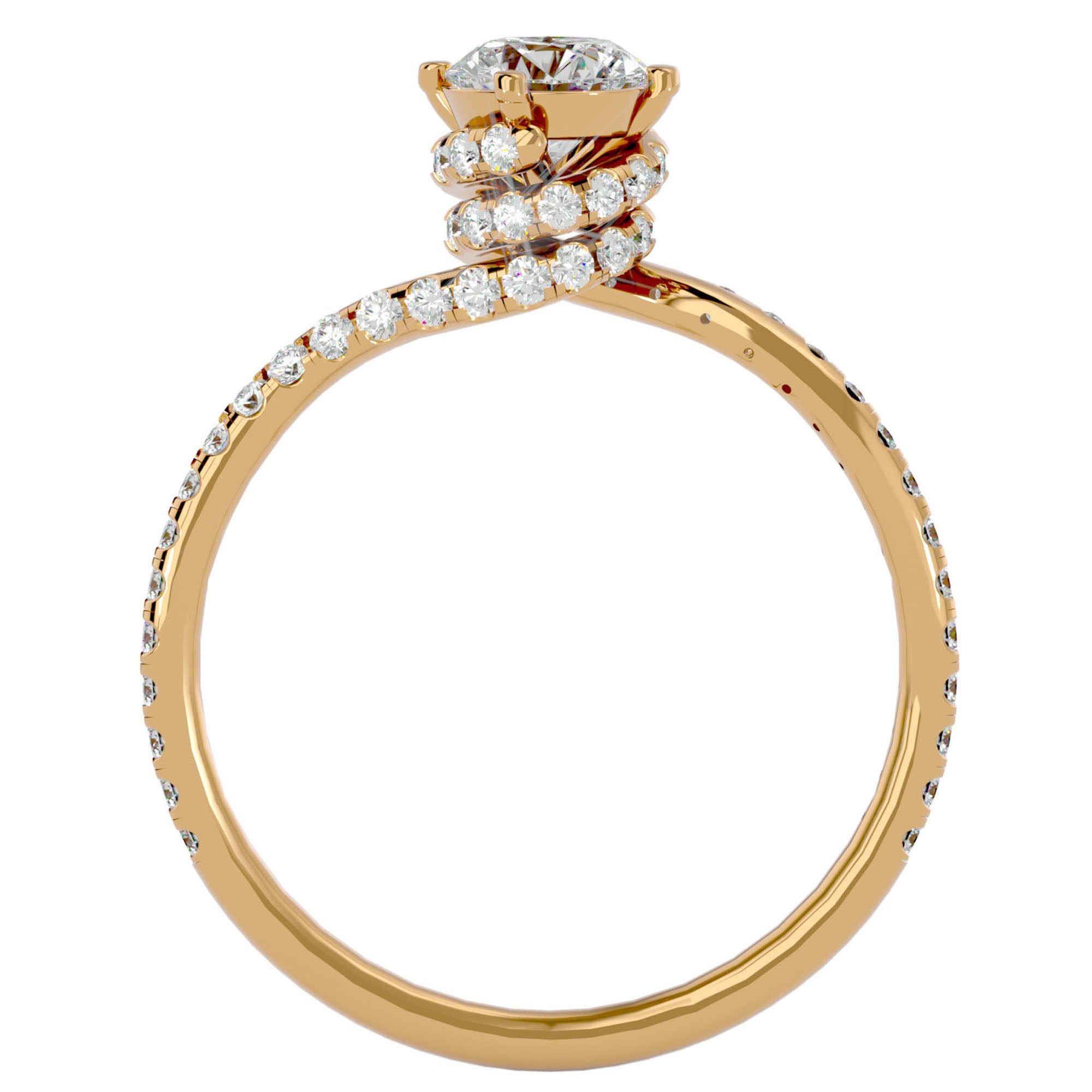 Inel De Logodnă Chantilly Pavé din Aur 14k cu Diamante Create în Laborator de 0.34 ct din 14k Aur Galben - Castelo.ro