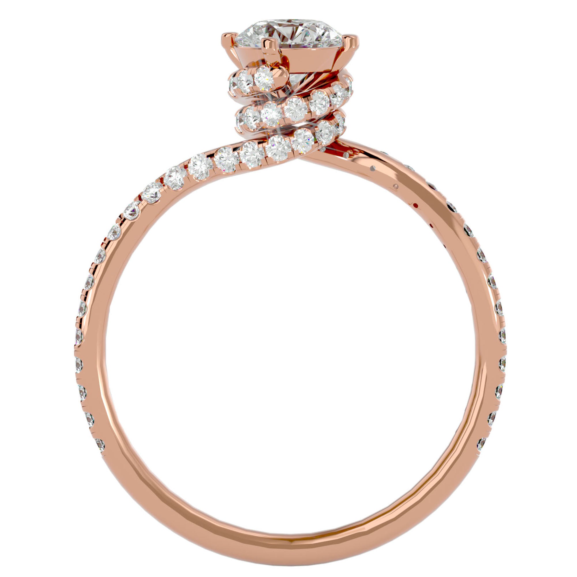 Inel De Logodnă Chantilly Pavé din Aur 14k cu Moissanite de 0.34 ct din 14k Aur Roz - Castelo.ro