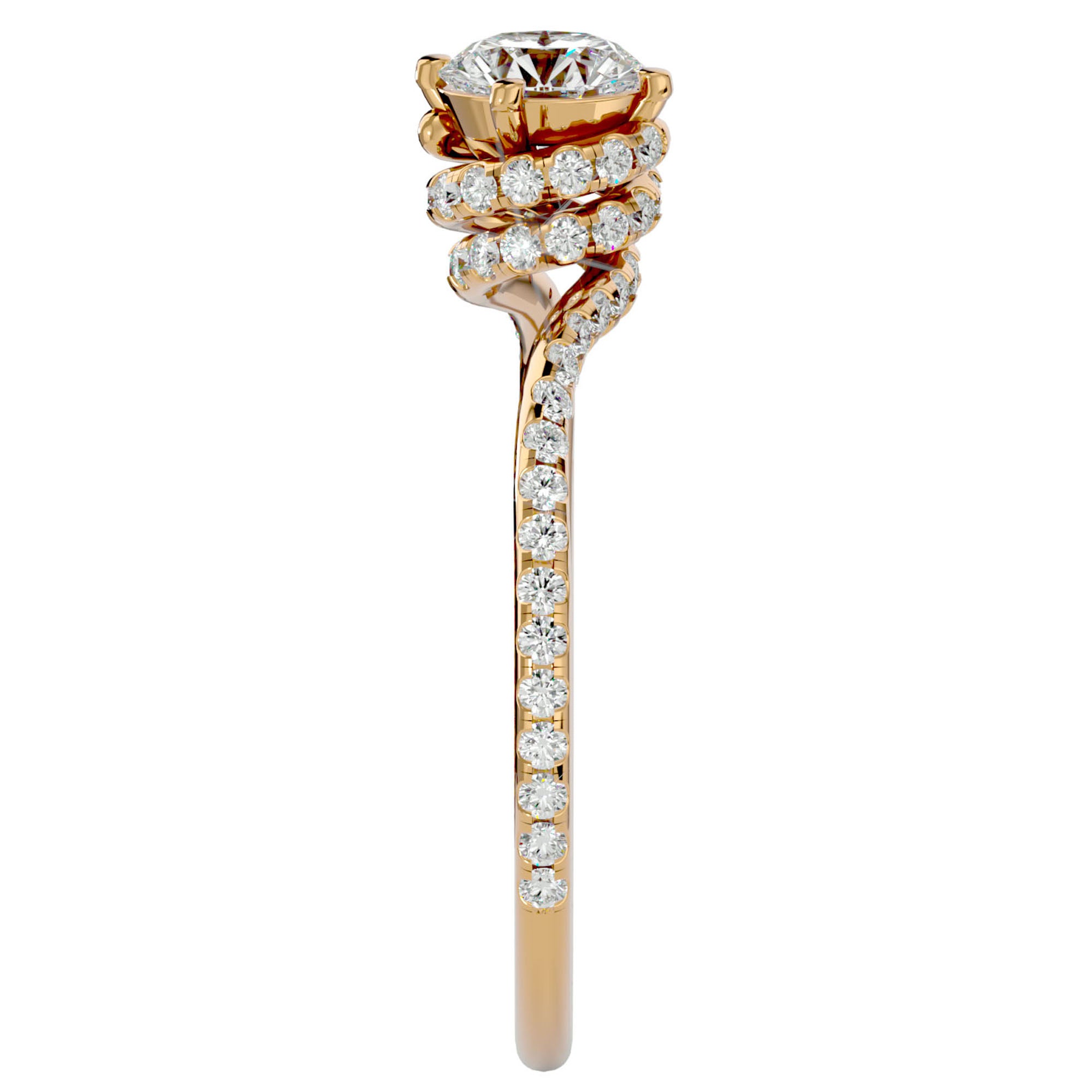 Inel De Logodnă Chantilly Pavé din Aur 14k cu Moissanite de 0.34 ct din 14k Aur Galben - Castelo.ro