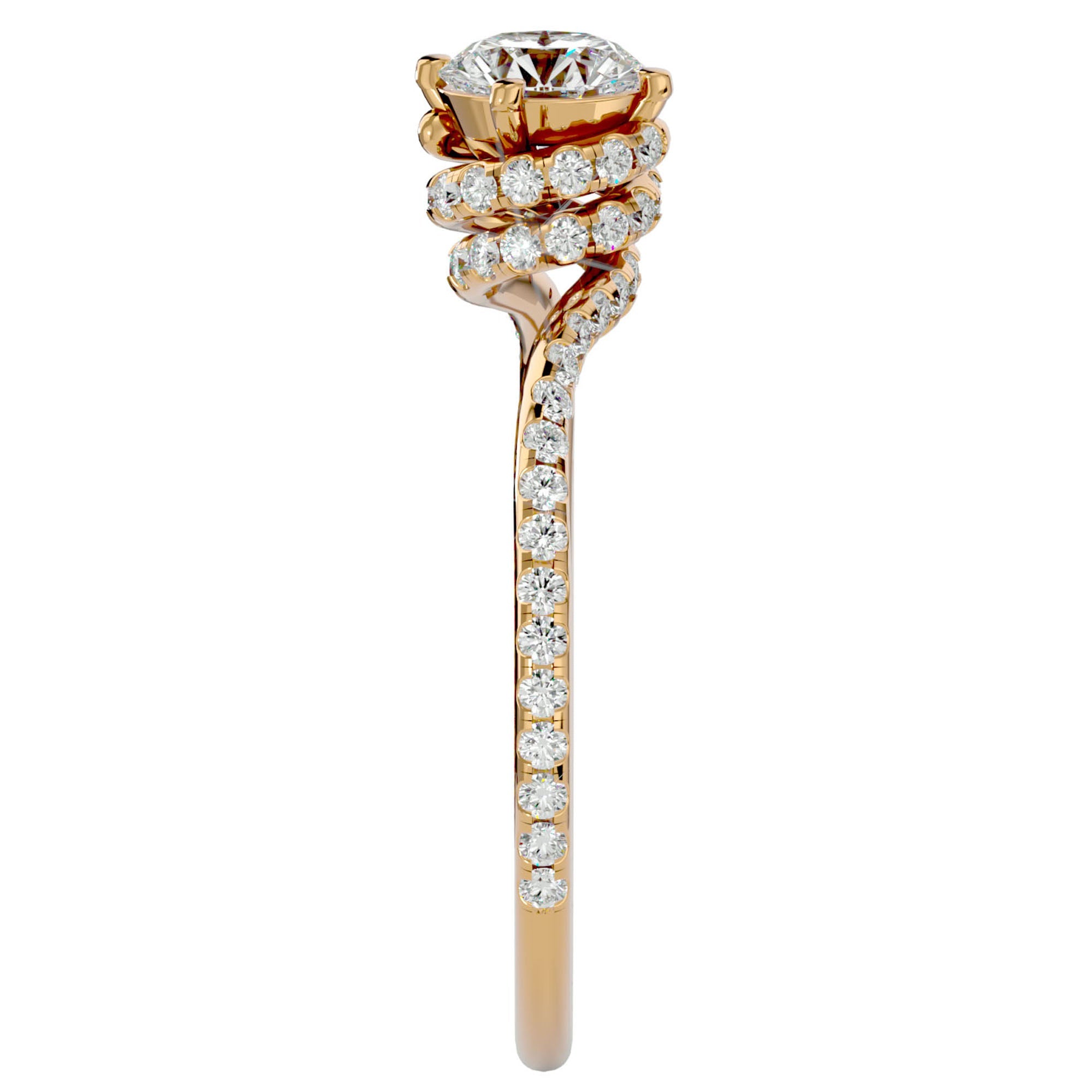 Inel De Logodnă Chantilly Pavé din Aur 14k cu Diamante Naturale de 0.34 ct din 14k Aur Galben - Castelo.ro