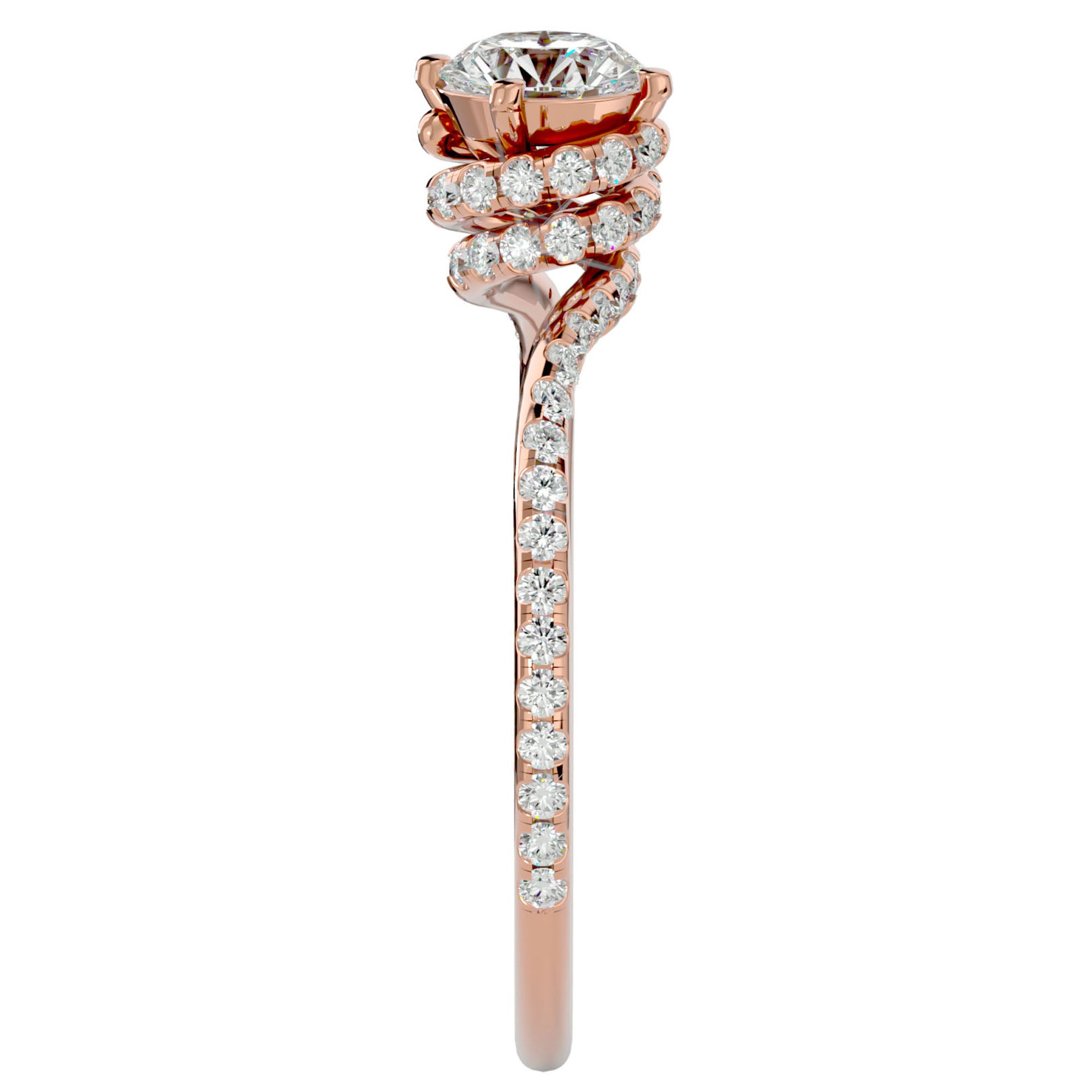 Inel De Logodnă Chantilly Pavé din Aur 14k cu Moissanite de 0.34 ct din 14k Aur Roz - Castelo.ro