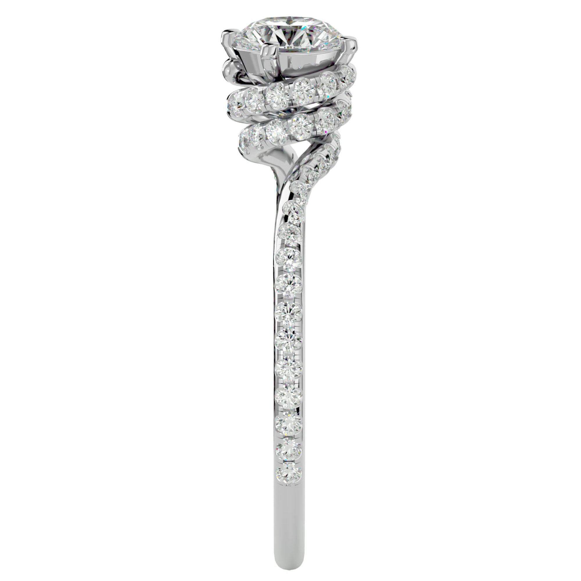 Inel De Logodnă Chantilly Pavé din Aur 14k cu Diamante Create în Laborator de 0.34 ct din 14k Aur Alb - Castelo.ro