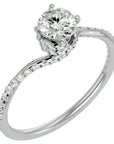 Inel De Logodnă Chantilly Pavé din Aur 14k cu Moissanite de 0.34 ct din 14k Aur Alb - Castelo.ro