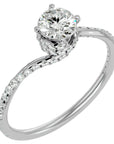 Inel De Logodnă Chantilly Pavé din Aur 14k cu Diamante Naturale de 0.34 ct din 14k Aur Alb - Castelo.ro