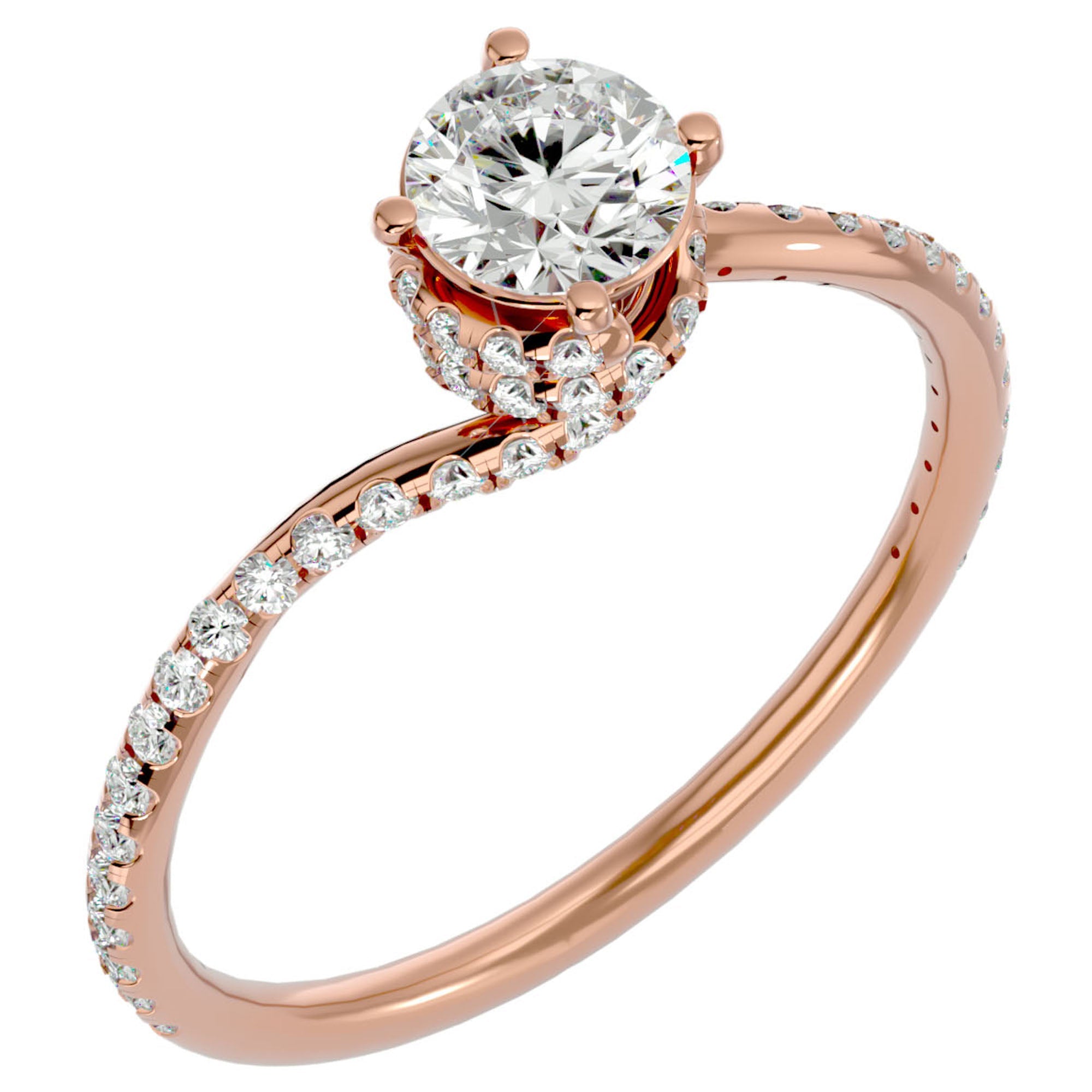 Inel De Logodnă Chantilly Pavé din Aur 14k cu Diamante Create în Laborator de 0.34 ct din 14k Aur Roz - Castelo.ro