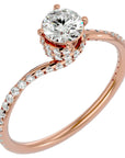 Inel De Logodnă Chantilly Pavé din Aur 14k cu Diamante Create în Laborator de 0.34 ct din 14k Aur Roz - Castelo.ro