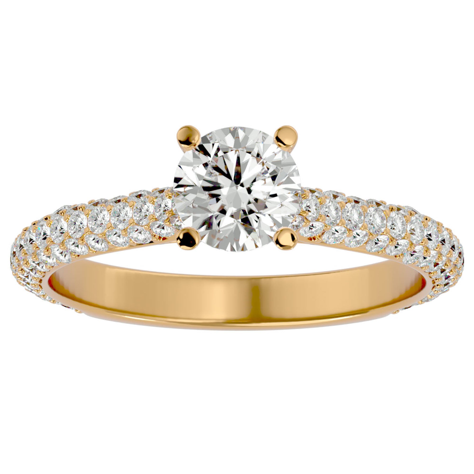 Inel De Logodnă Précieux Pavé cu Moissanite de 1.27 ct din 18k Aur Galben - Castelo.ro