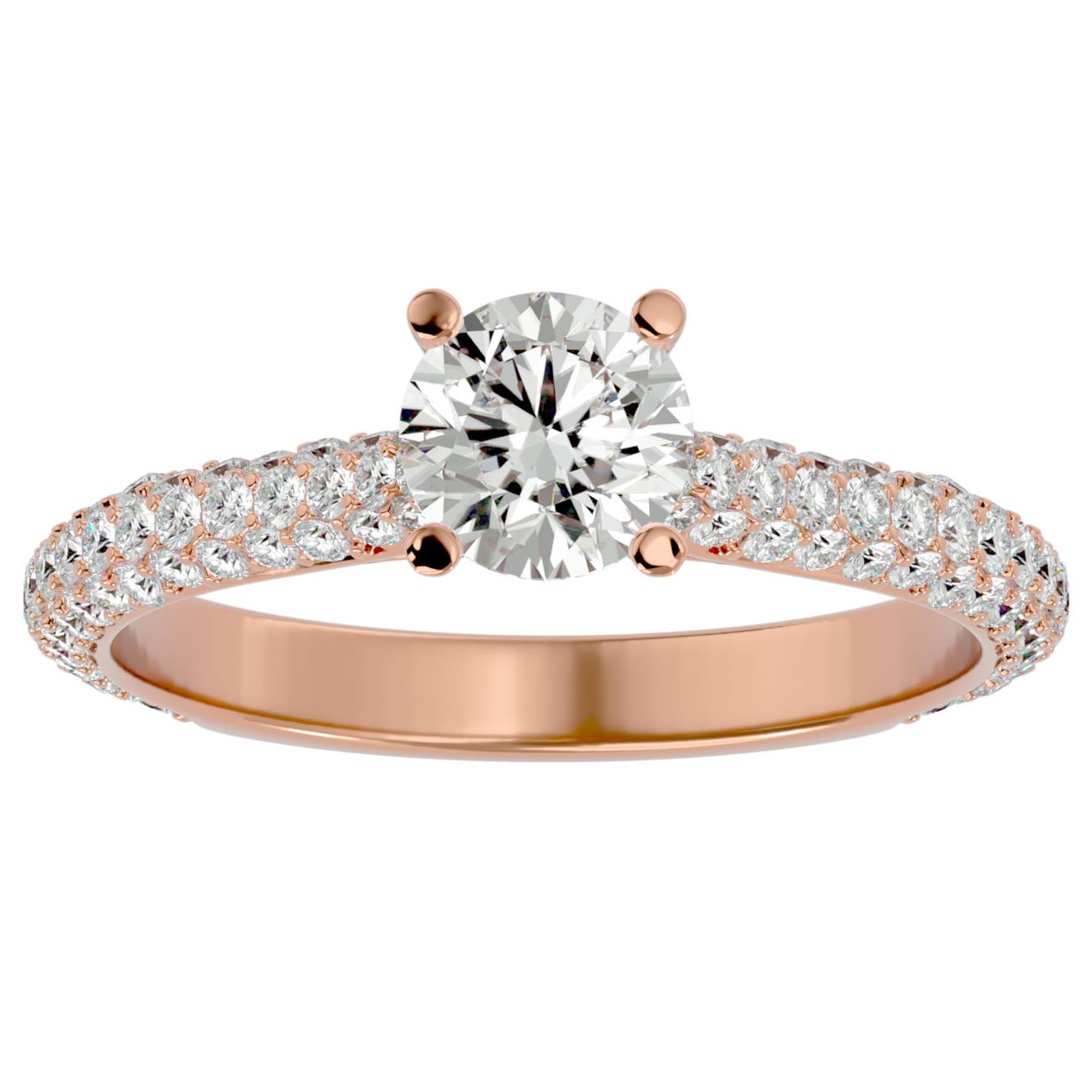 Inel De Logodnă Précieux Pavé cu Moissanite de 1.27 ct din 18k Aur Roz - Castelo.ro