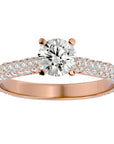 Inel De Logodnă Précieux Pavé din Aur 14k cu Diamante Create în Laborator de 1.27 ct din 14k Aur Roz - Castelo.ro