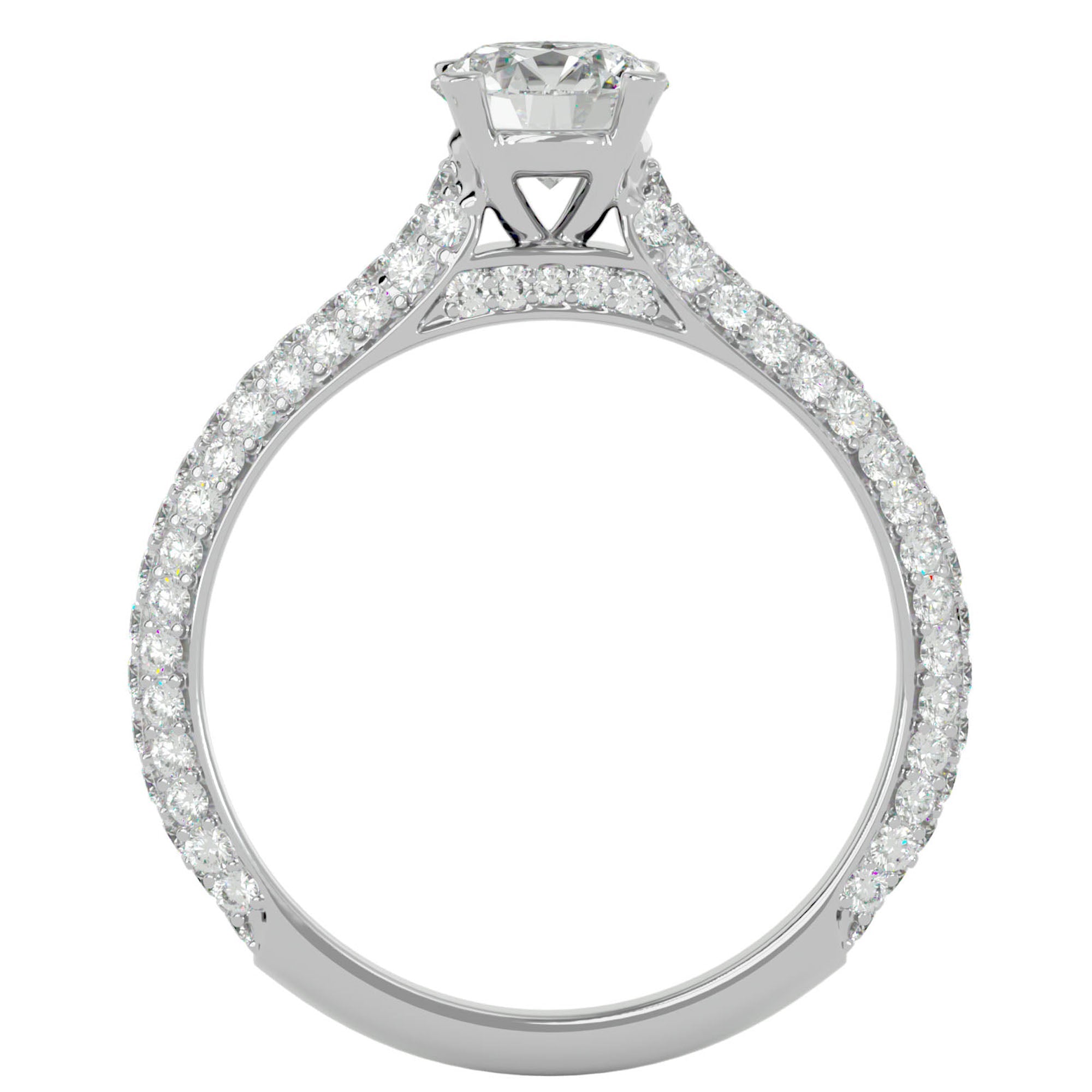 Inel De Logodnă Précieux Pavé din Aur 14k cu Diamante Create în Laborator de 1.27 ct din 14k Aur Alb - Castelo.ro