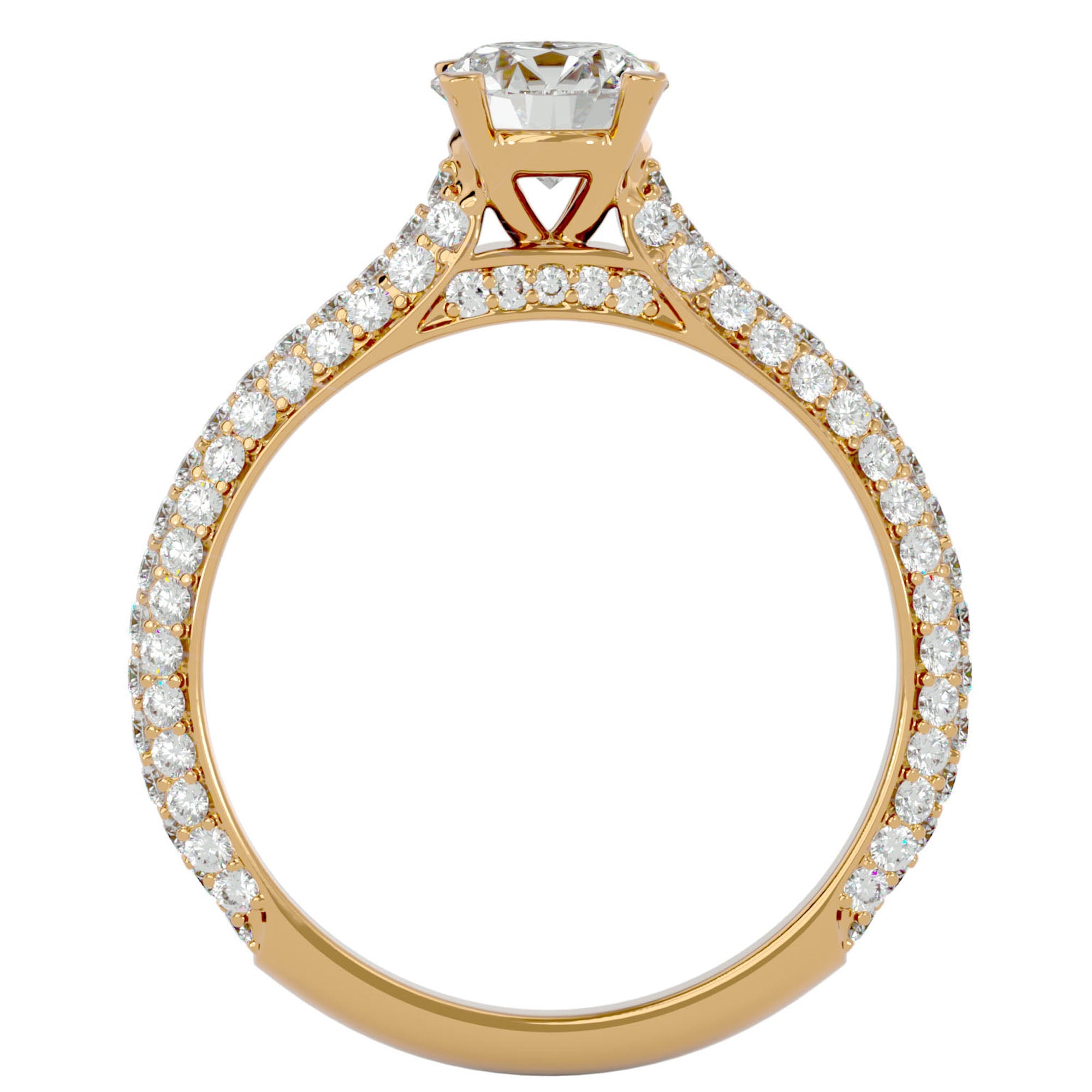 Inel De Logodnă Précieux Pavé cu Moissanite de 1.27 ct din 18k Aur Galben - Castelo.ro