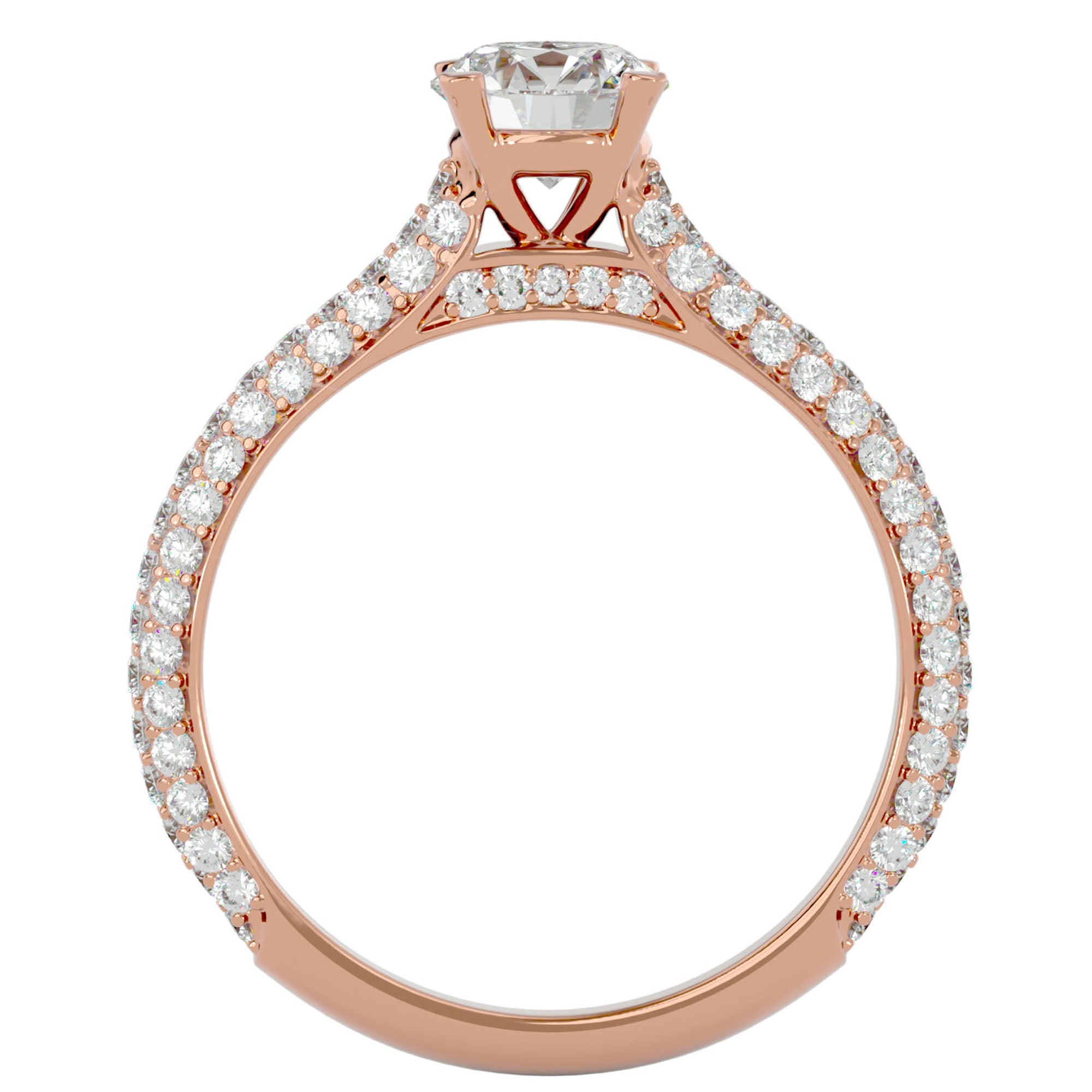 Inel De Logodnă Précieux Pavé din Aur 14k cu Diamante Create în Laborator de 1.27 ct din 14k Aur Roz - Castelo.ro