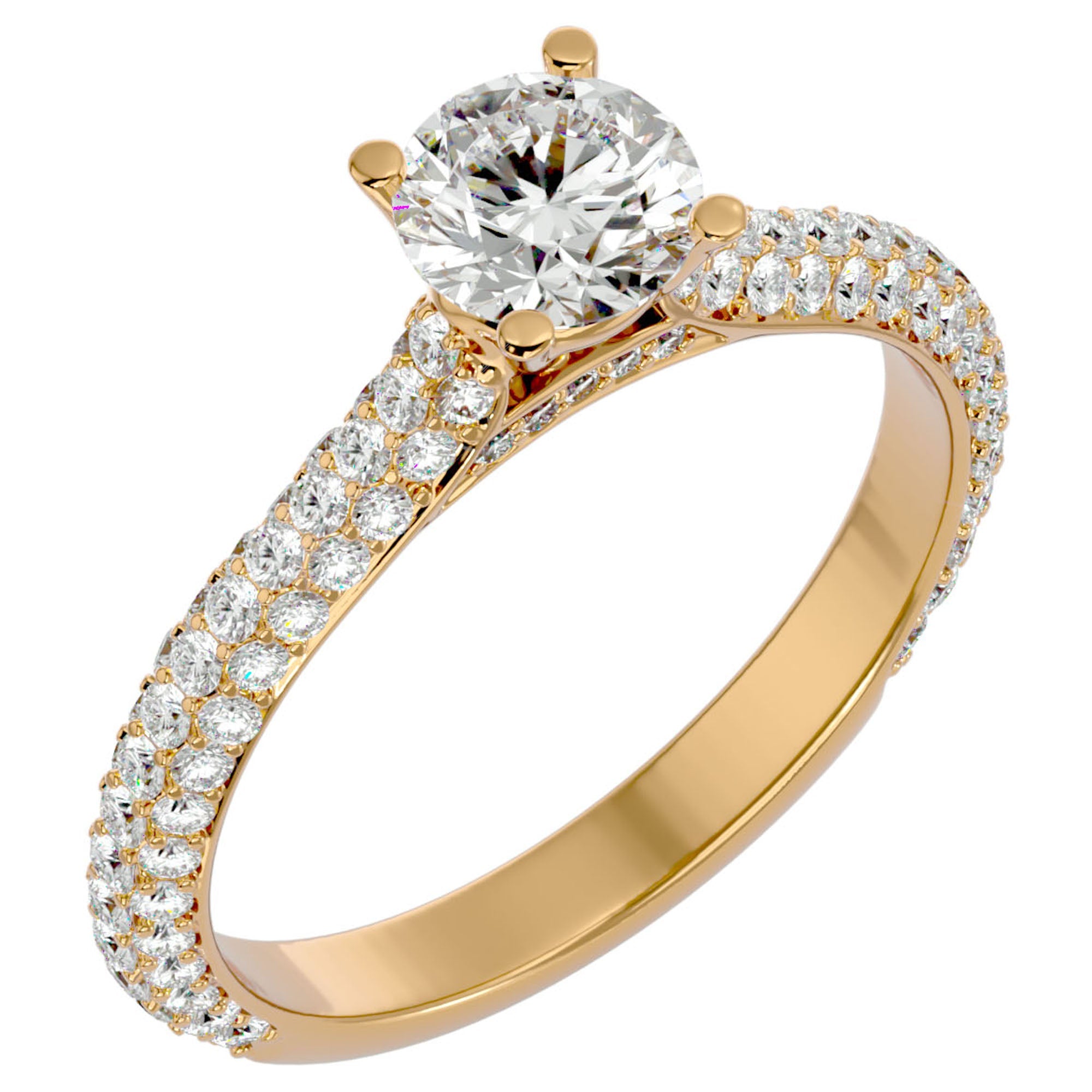 Inel De Logodnă Précieux Pavé cu Moissanite de 1.27 ct din 18k Aur Galben - Castelo.ro
