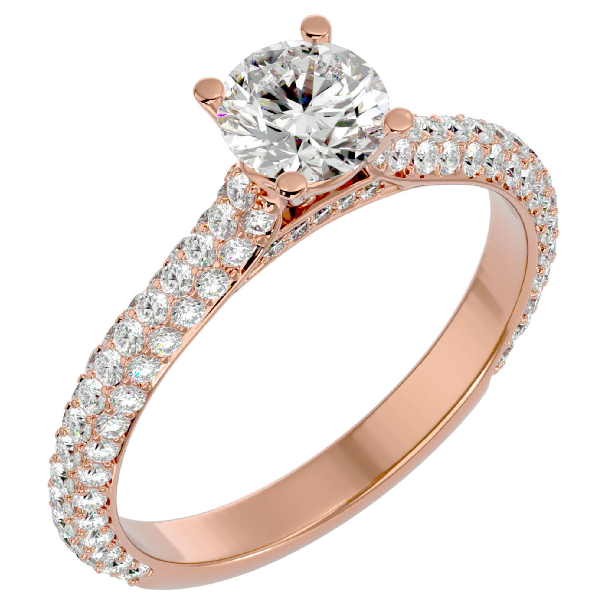 Inel De Logodnă Précieux Pavé cu Moissanite de 1.27 ct din 18k Aur Roz - Castelo.ro