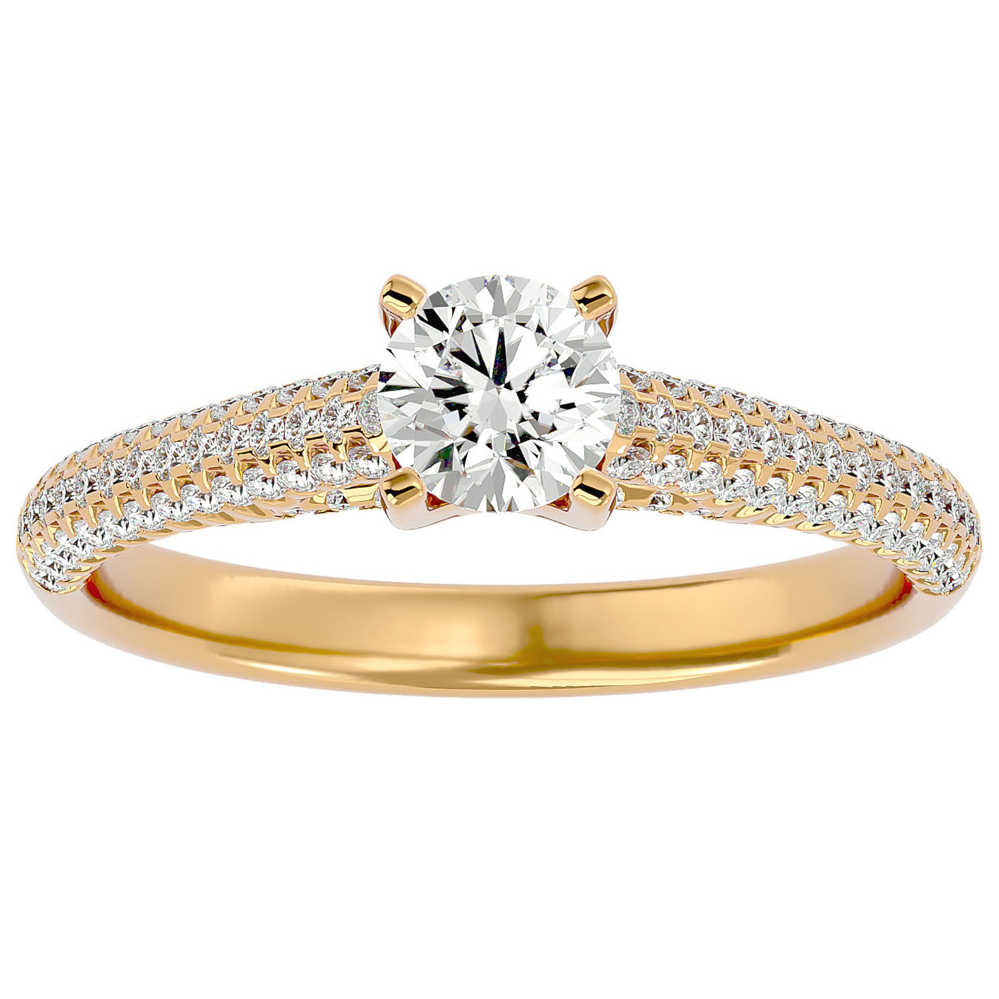 Inel De Logodnă Splendide Pavé cu Moissanite de 0.98 ct din 18k Aur Galben - Castelo.ro