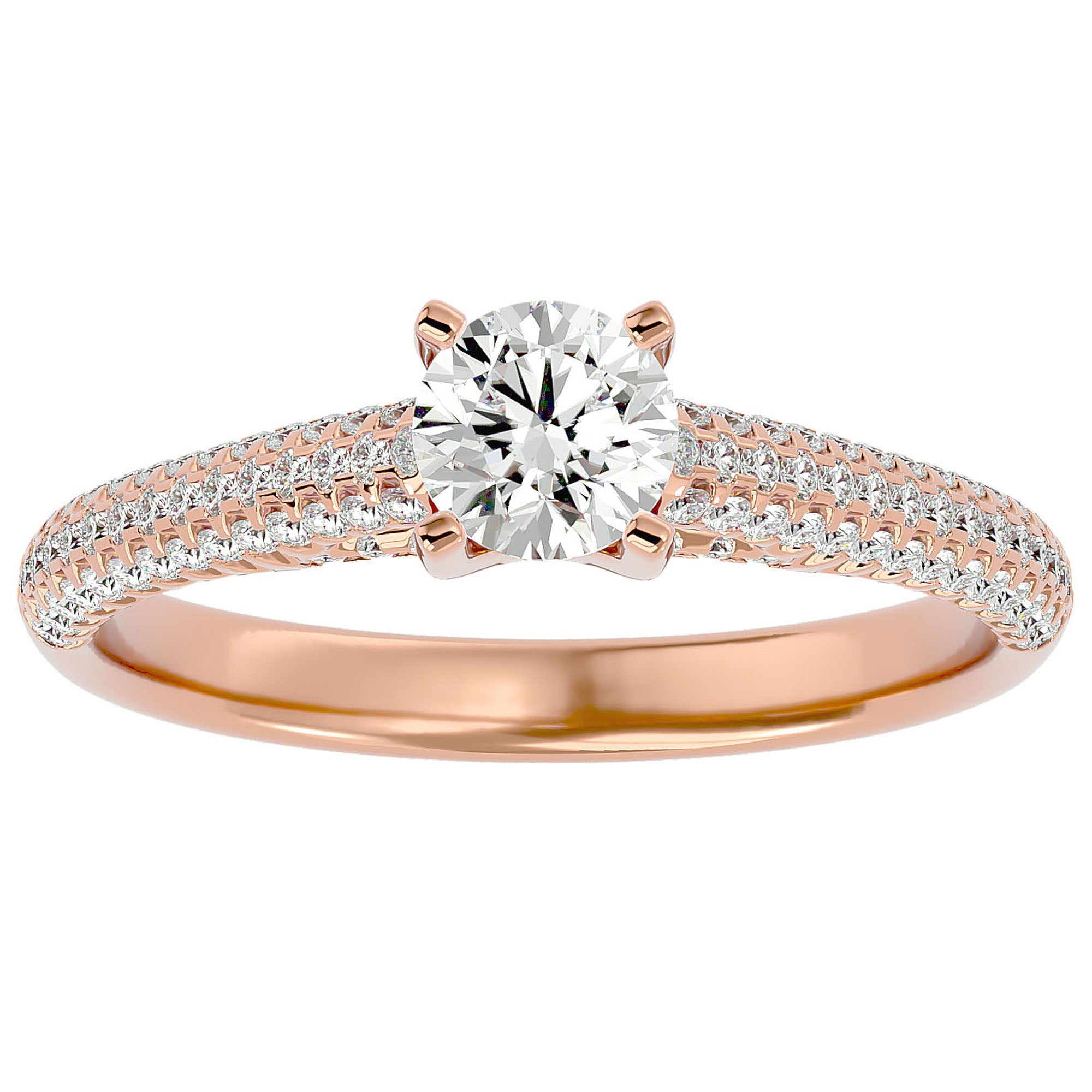 Inel De Logodnă Splendide Pavé cu Moissanite de 0.98 ct din 18k Aur Roz - Castelo.ro