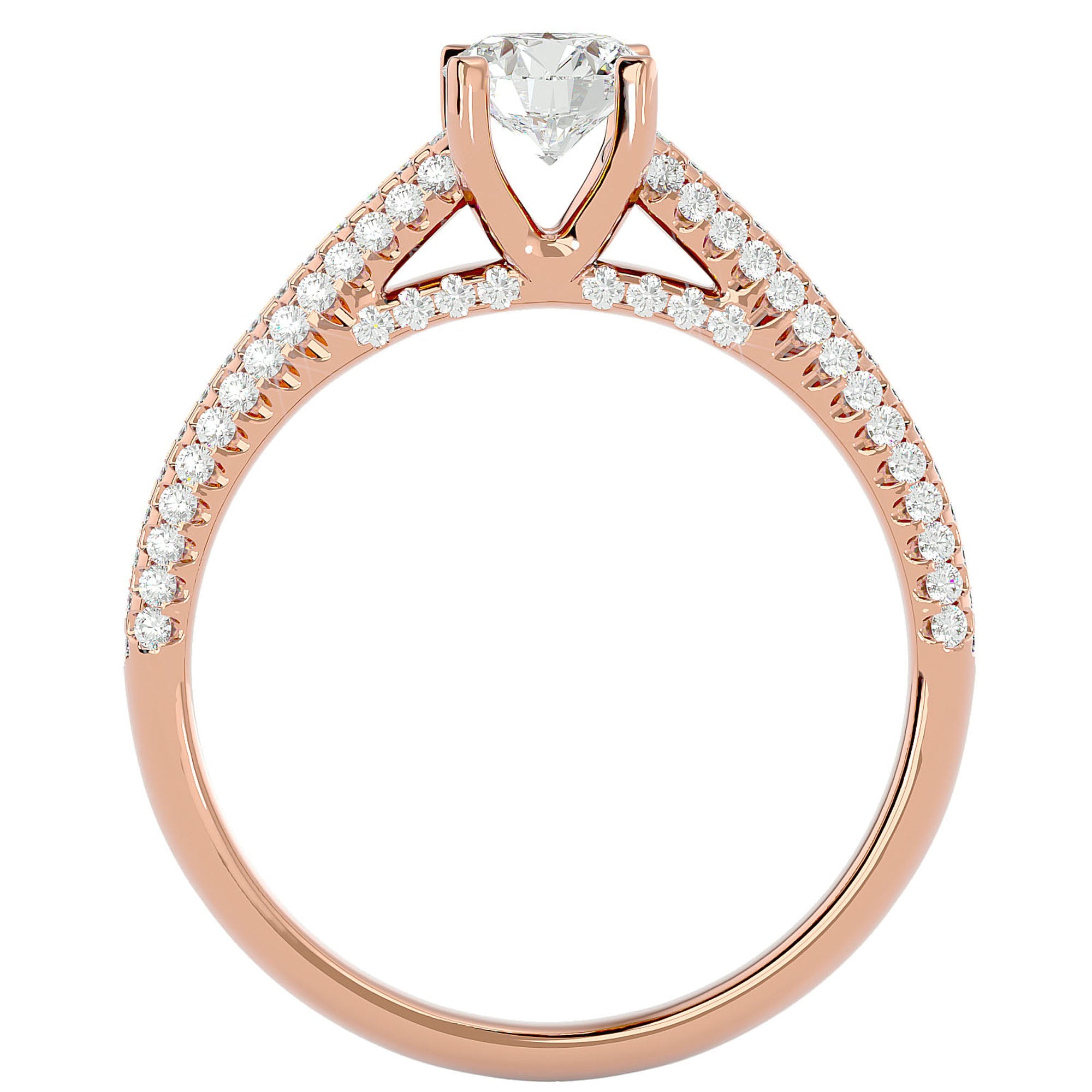 Inel De Logodnă Splendide Pavé cu Moissanite de 0.98 ct din 18k Aur Roz - Castelo.ro