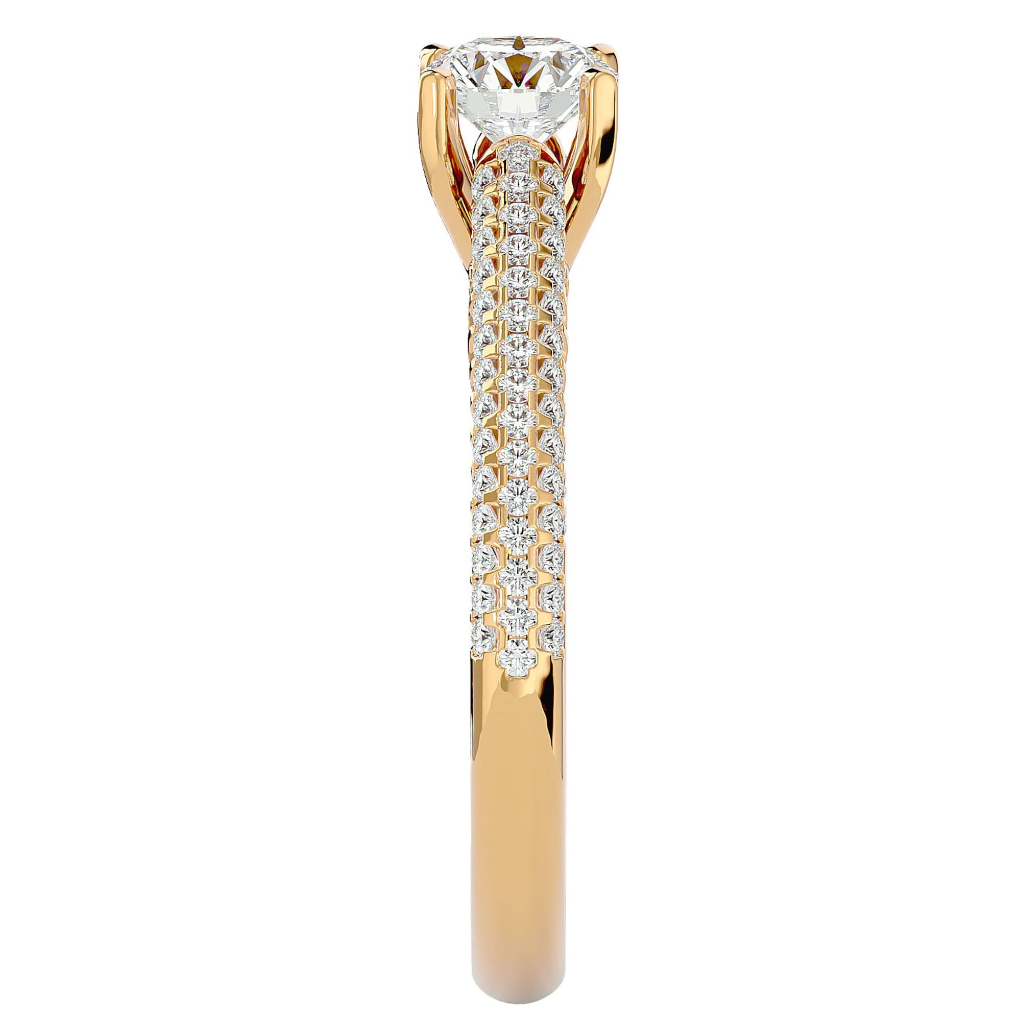 Inel De Logodnă Splendide Pavé cu Moissanite de 0.98 ct din 18k Aur Galben - Castelo.ro