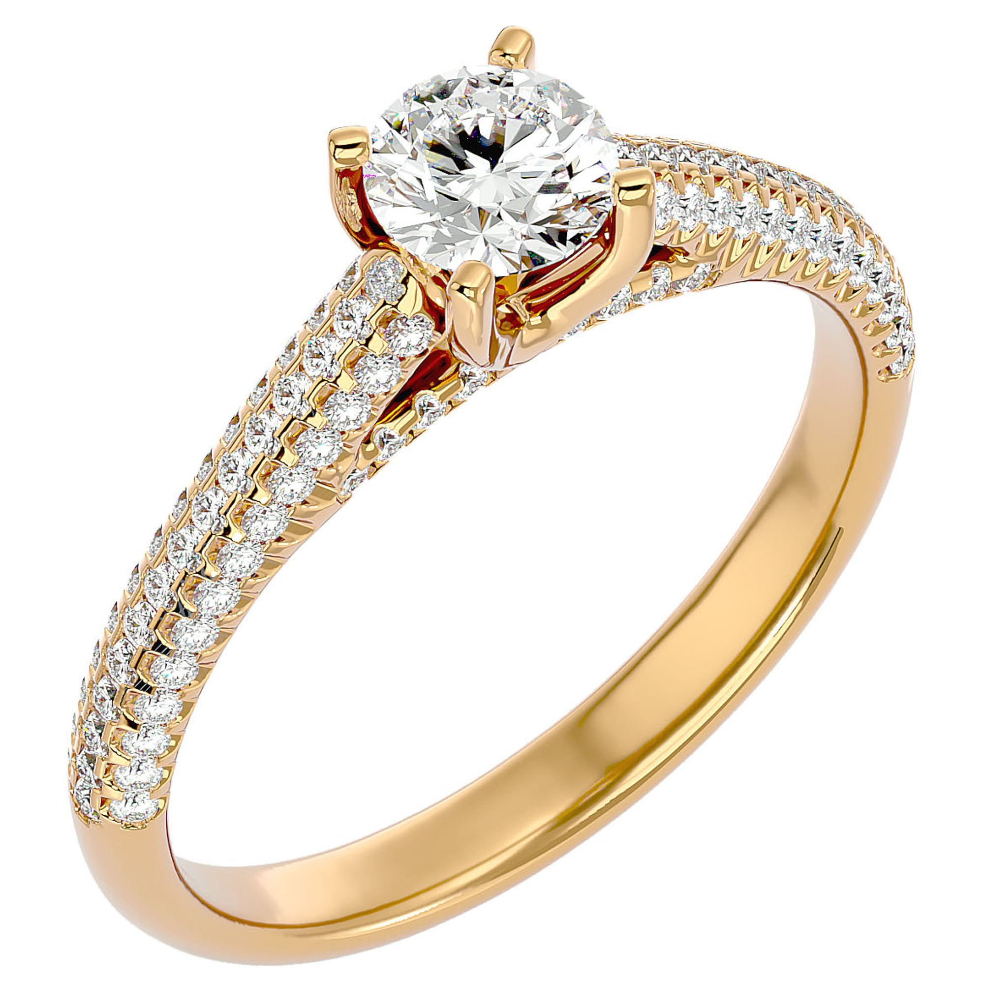Inel De Logodnă Splendide Pavé cu Moissanite de 0.98 ct din 18k Aur Galben - Castelo.ro