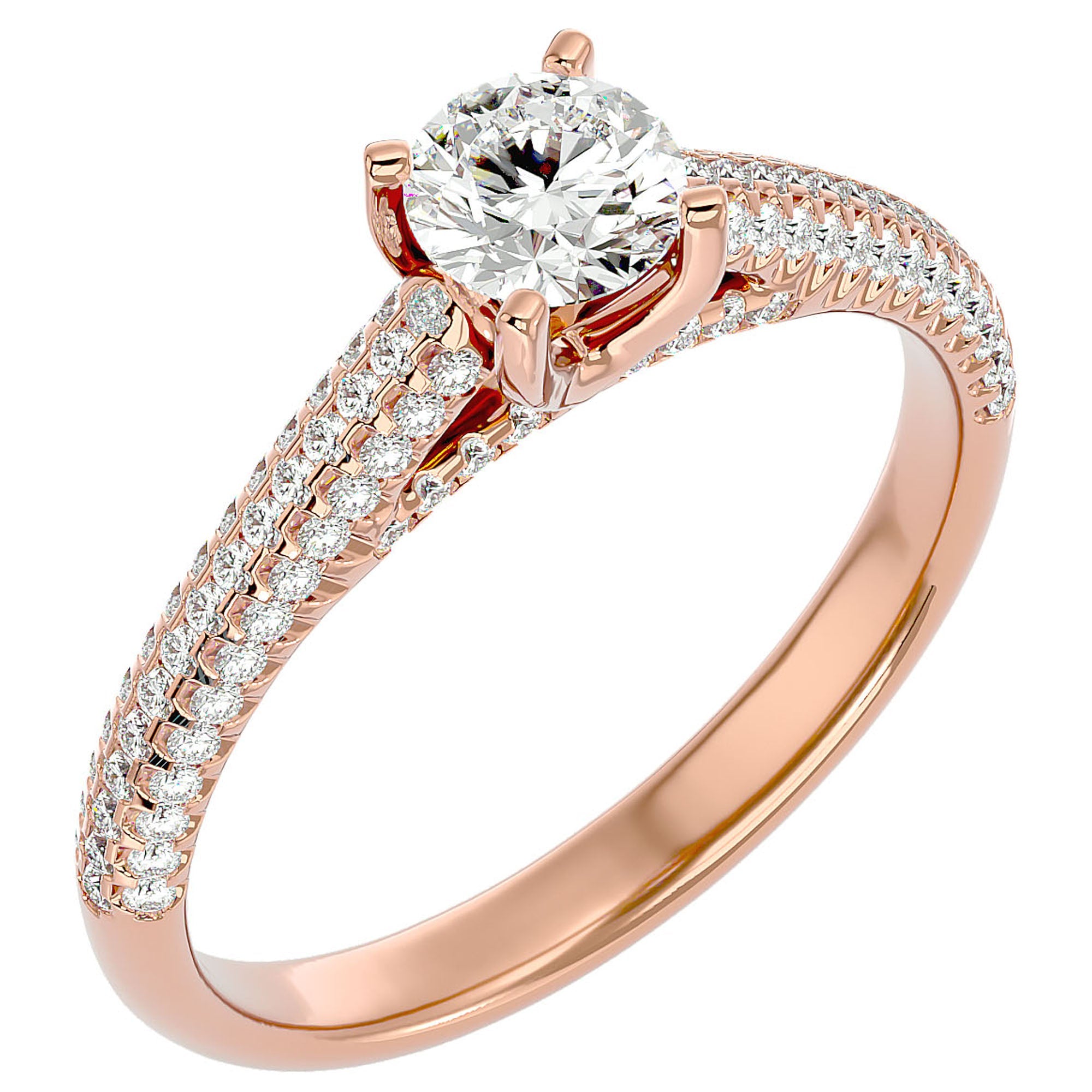 Inel De Logodnă Splendide Pavé cu Moissanite de 0.98 ct din 18k Aur Roz - Castelo.ro