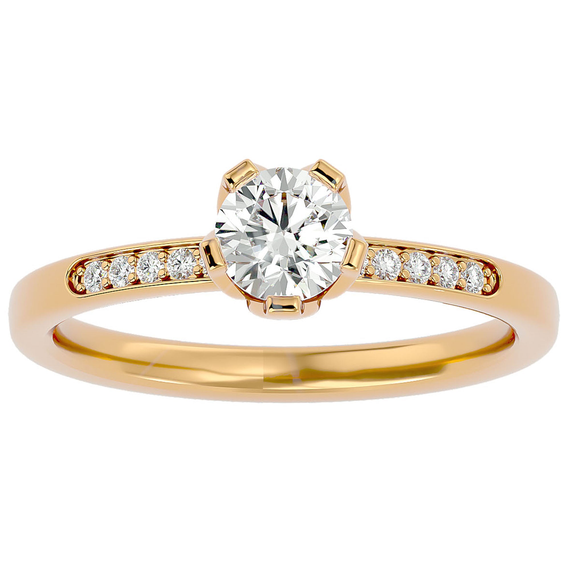Inel De Logodnă Provence Pavé cu Moissanite de 0.53 ct din 18k Aur Galben - Castelo.ro