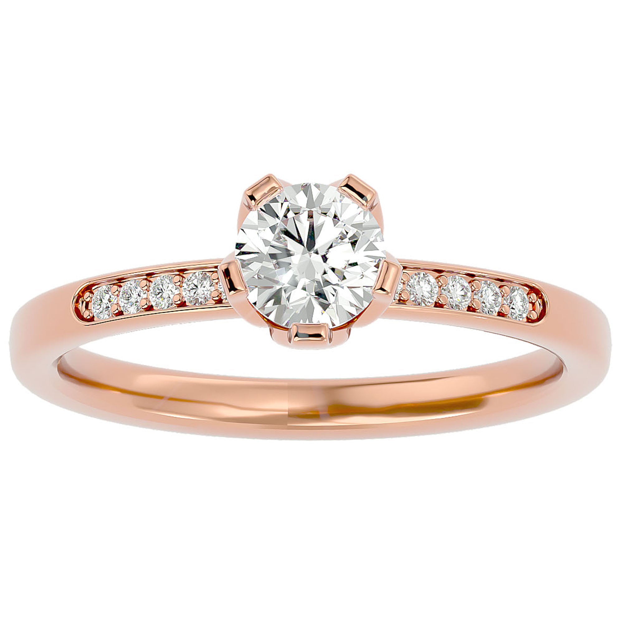 Inel De Logodnă Provence Pavé cu Moissanite de 0.53 ct din 18k Aur Roz - Castelo.ro
