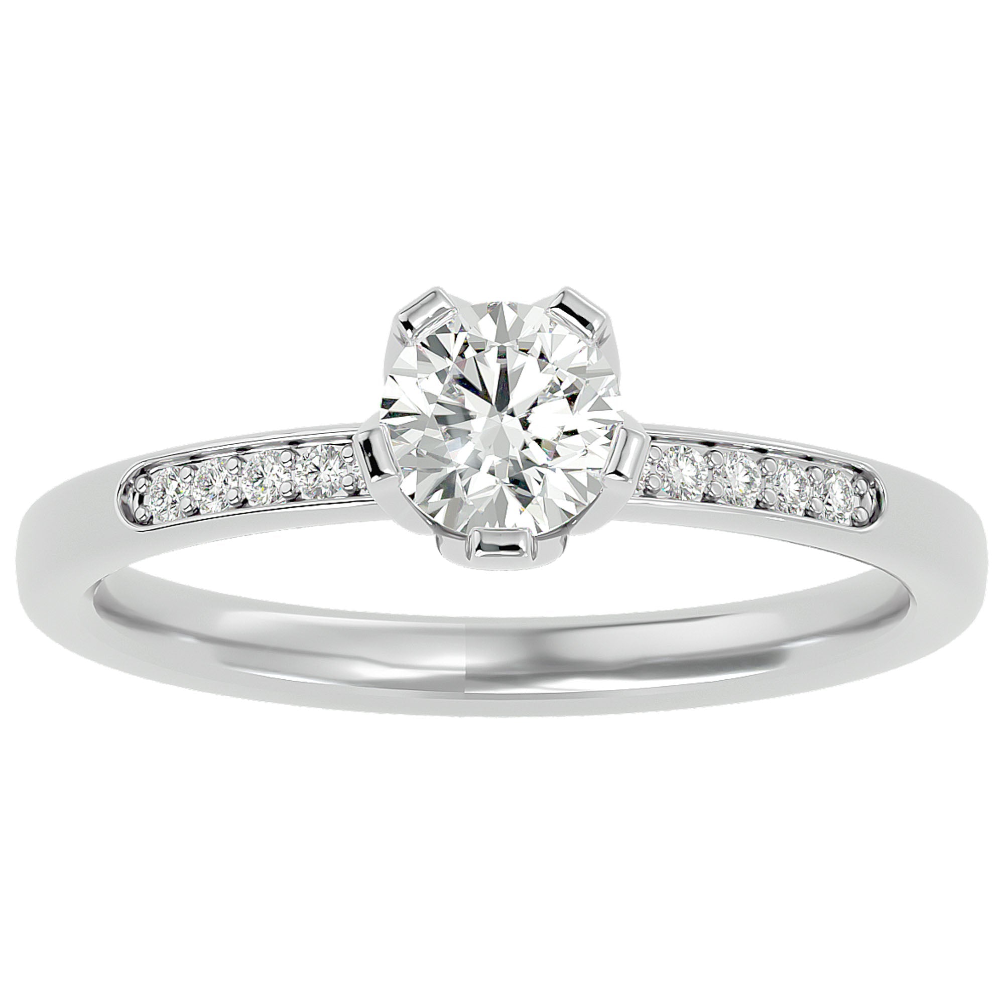 Inel De Logodnă Provence Pavé cu Moissanite de 0.53 ct din Platina - Castelo.ro