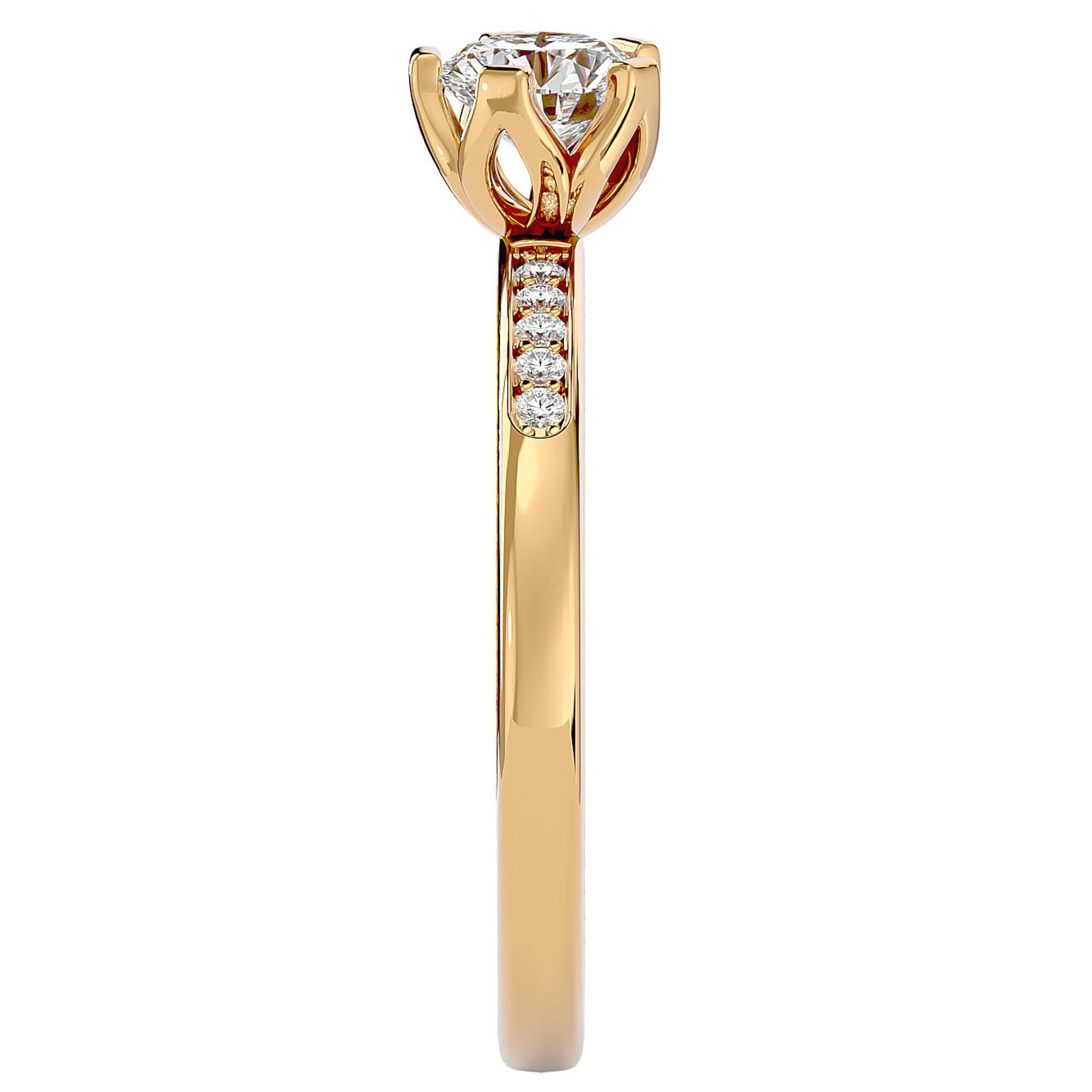 Inel De Logodnă Provence Pavé cu Moissanite de 0.53 ct din 18k Aur Galben - Castelo.ro