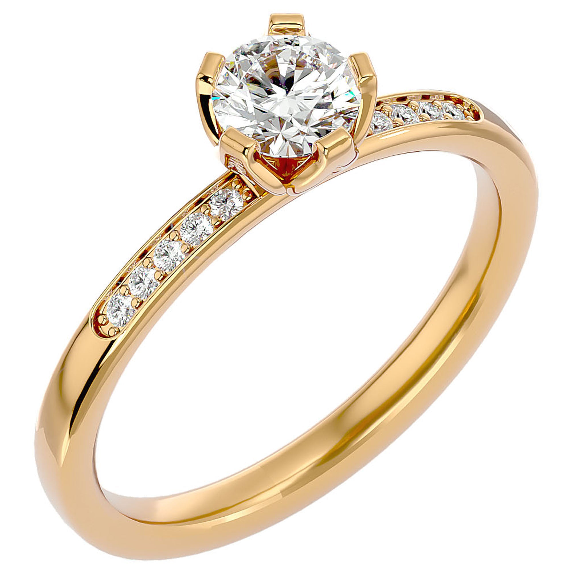 Inel De Logodnă Provence Pavé cu Moissanite de 0.53 ct din 18k Aur Galben - Castelo.ro