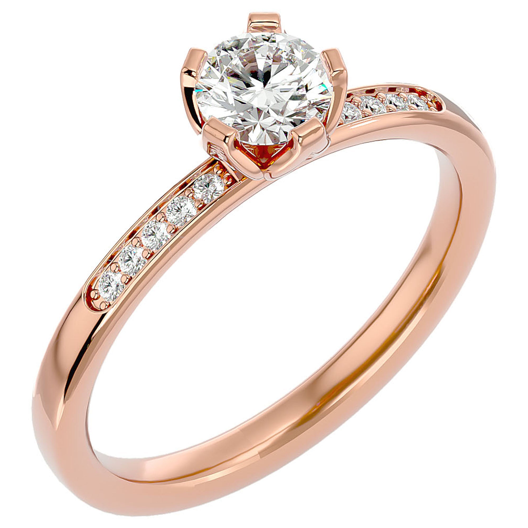 Inel De Logodnă Provence Pavé cu Moissanite de 0.53 ct din 18k Aur Roz - Castelo.ro