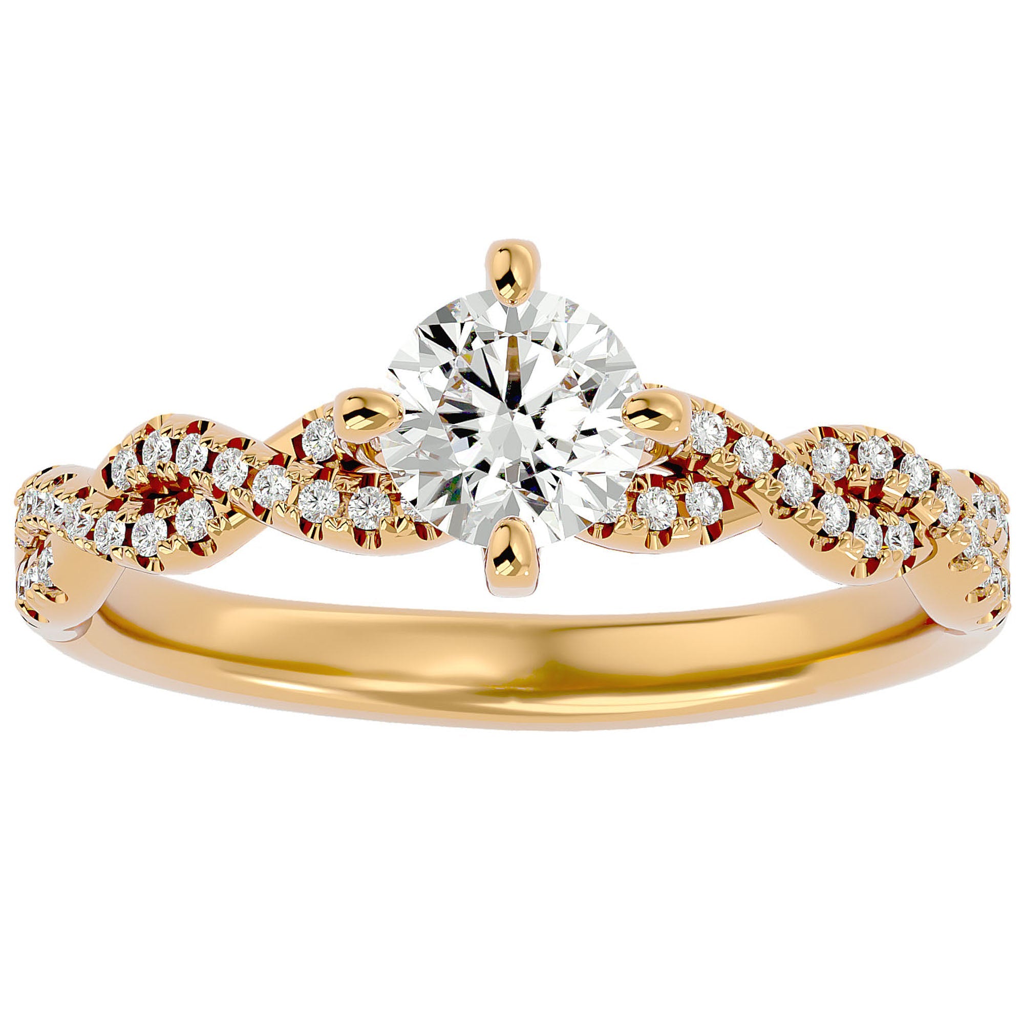 Inel De Logodnă Côte d'Azur Pavé din Aur 14k cu Diamante Naturale de 0.75 ct din 14k Aur Galben - Castelo.ro