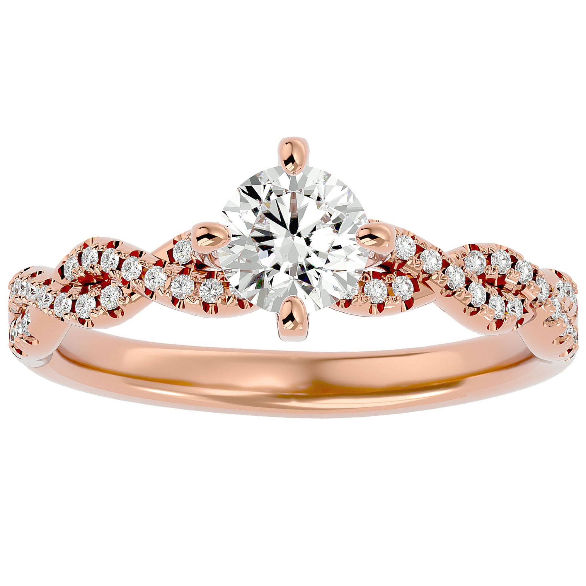 Inel De Logodnă Côte d'Azur Pavé din Aur 14k cu Moissanite de 0.75 ct din 14k Aur Roz - Castelo.ro