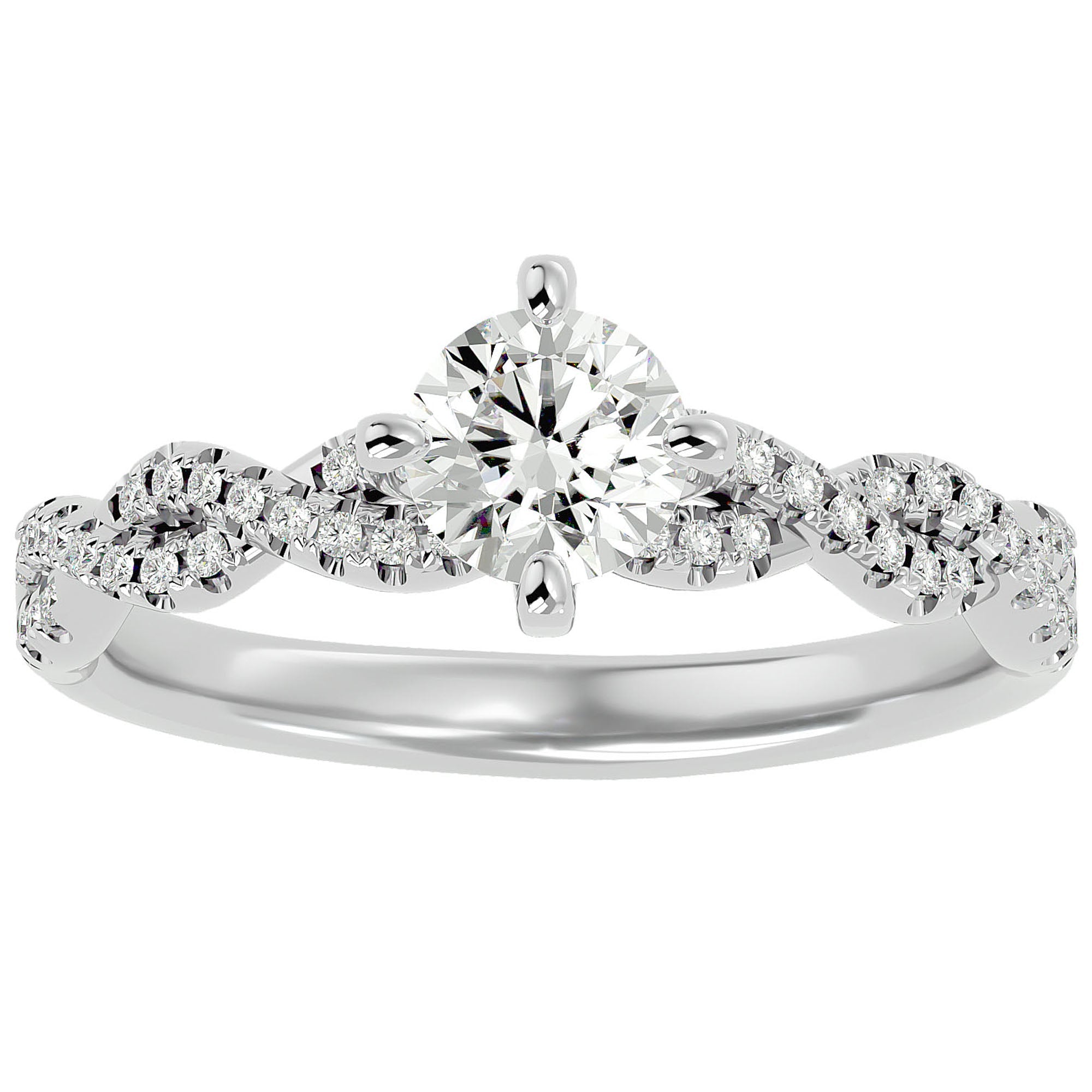 Inel De Logodnă Côte d'Azur Pavé din Aur 14k cu Moissanite de 0.75 ct din 14k Aur Alb - Castelo.ro