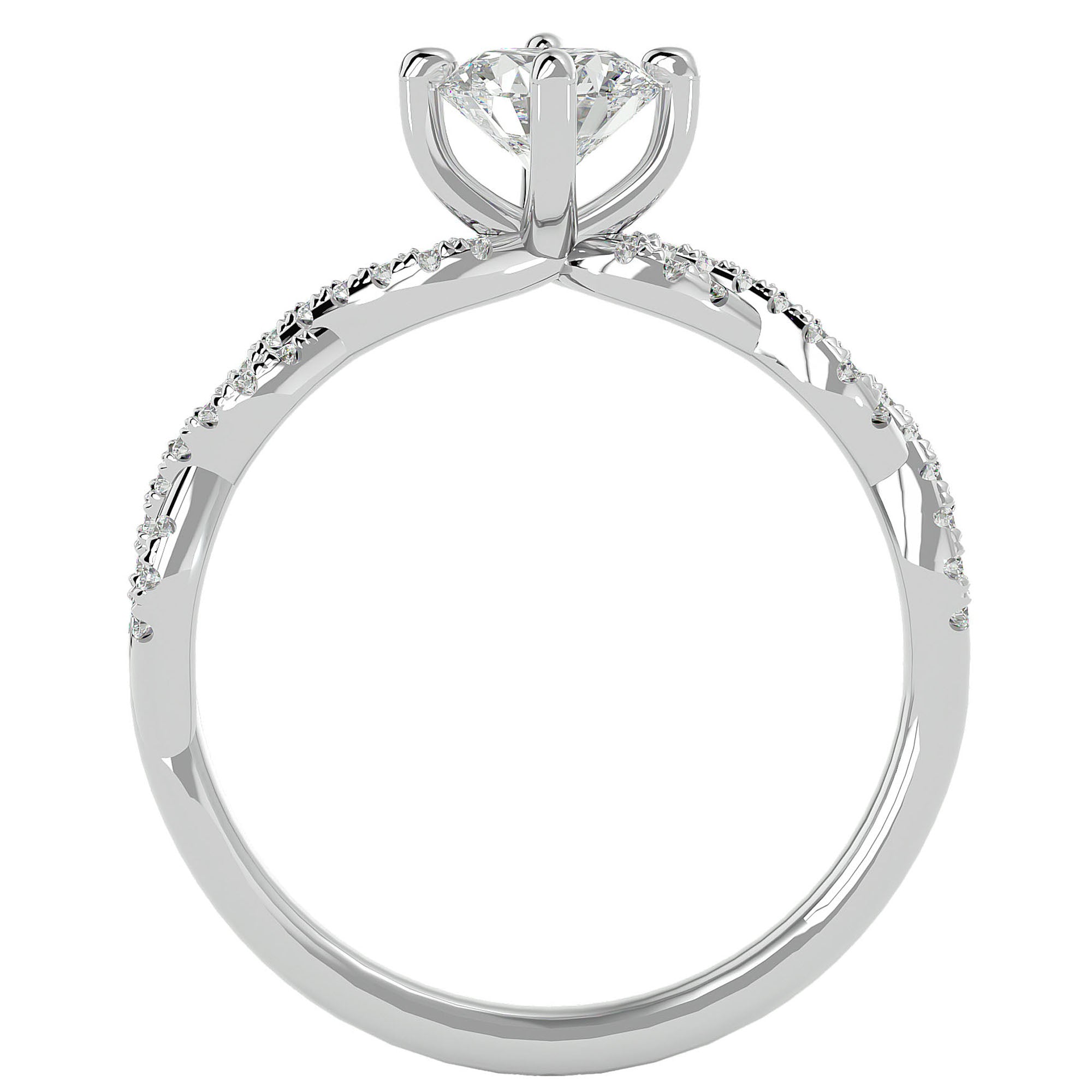 Inel De Logodnă Côte d'Azur Pavé din Aur 14k cu Diamante Naturale de 0.75 ct din 14k Aur Alb - Castelo.ro