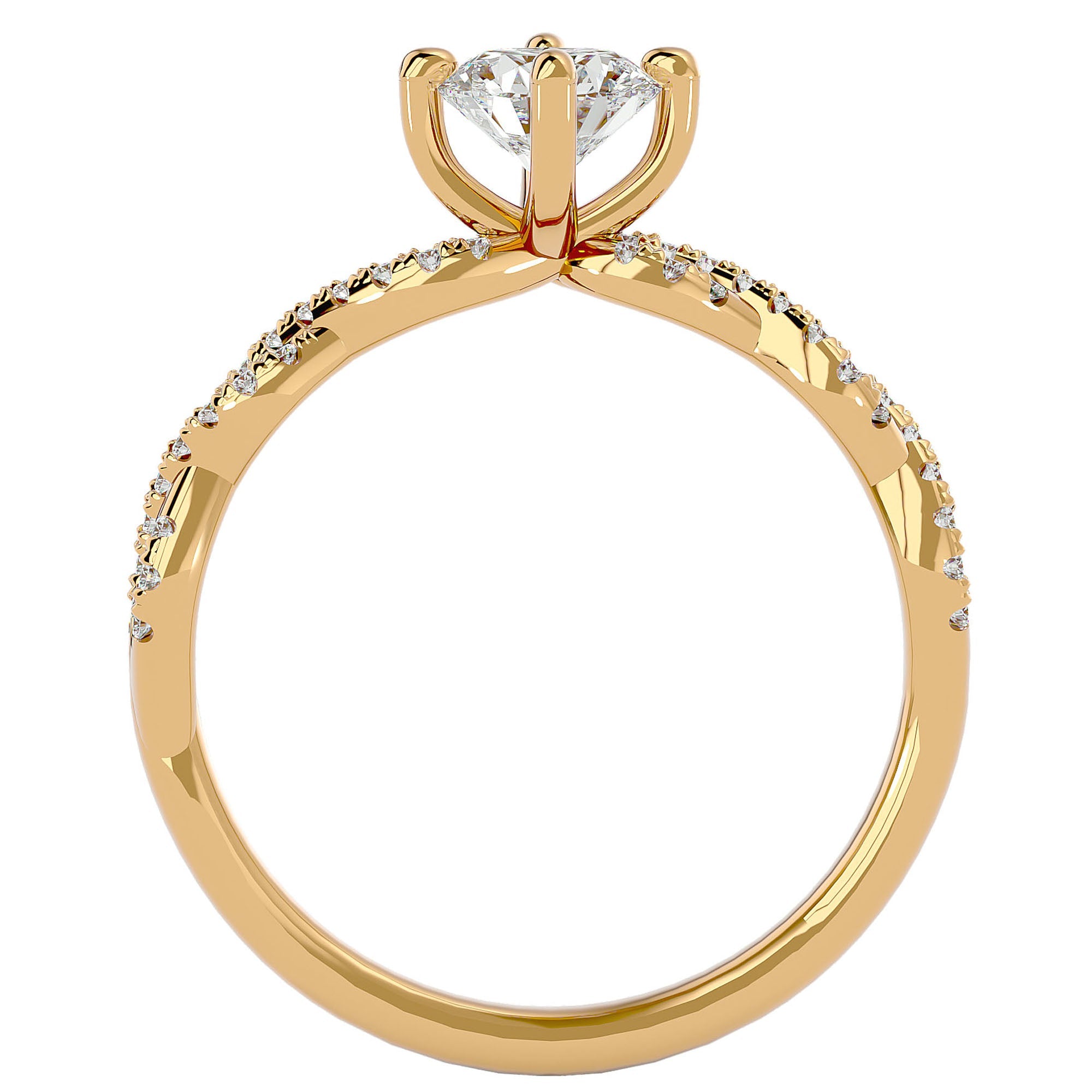 Inel De Logodnă Côte d'Azur Pavé cu Diamante Create în Laborator de 0.75 ct din 18k Aur Galben - Castelo.ro
