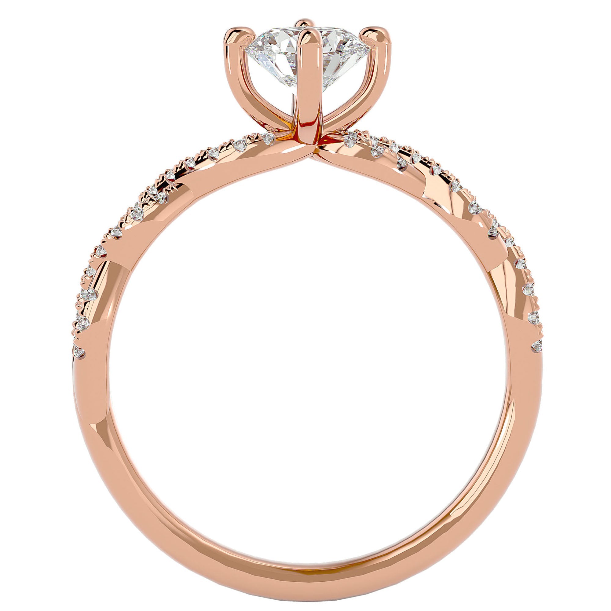 Inel De Logodnă Côte d'Azur Pavé din Aur 14k cu Diamante Naturale de 0.75 ct din 14k Aur Roz - Castelo.ro
